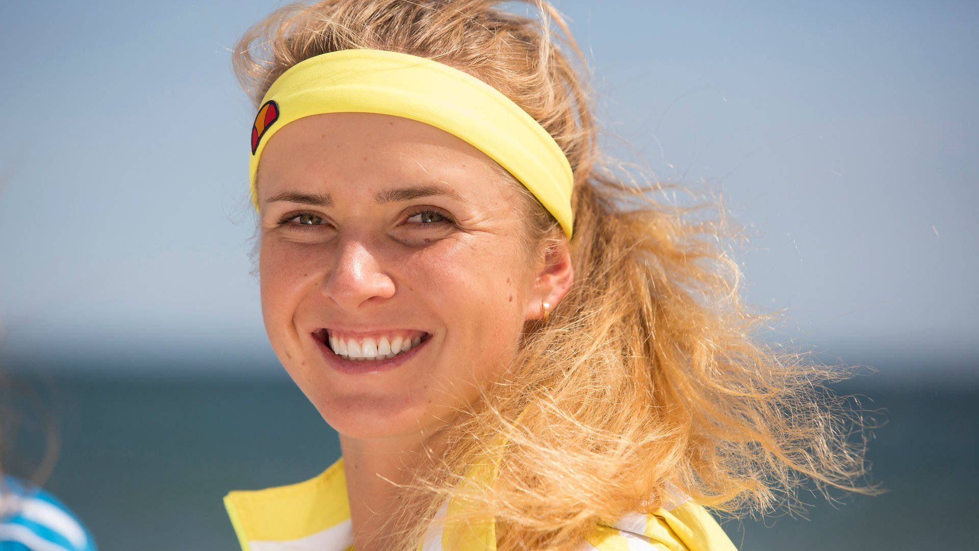 Elina Svitolina, yellow headband, blonde hair, Full HD Desktop Wallpaper
