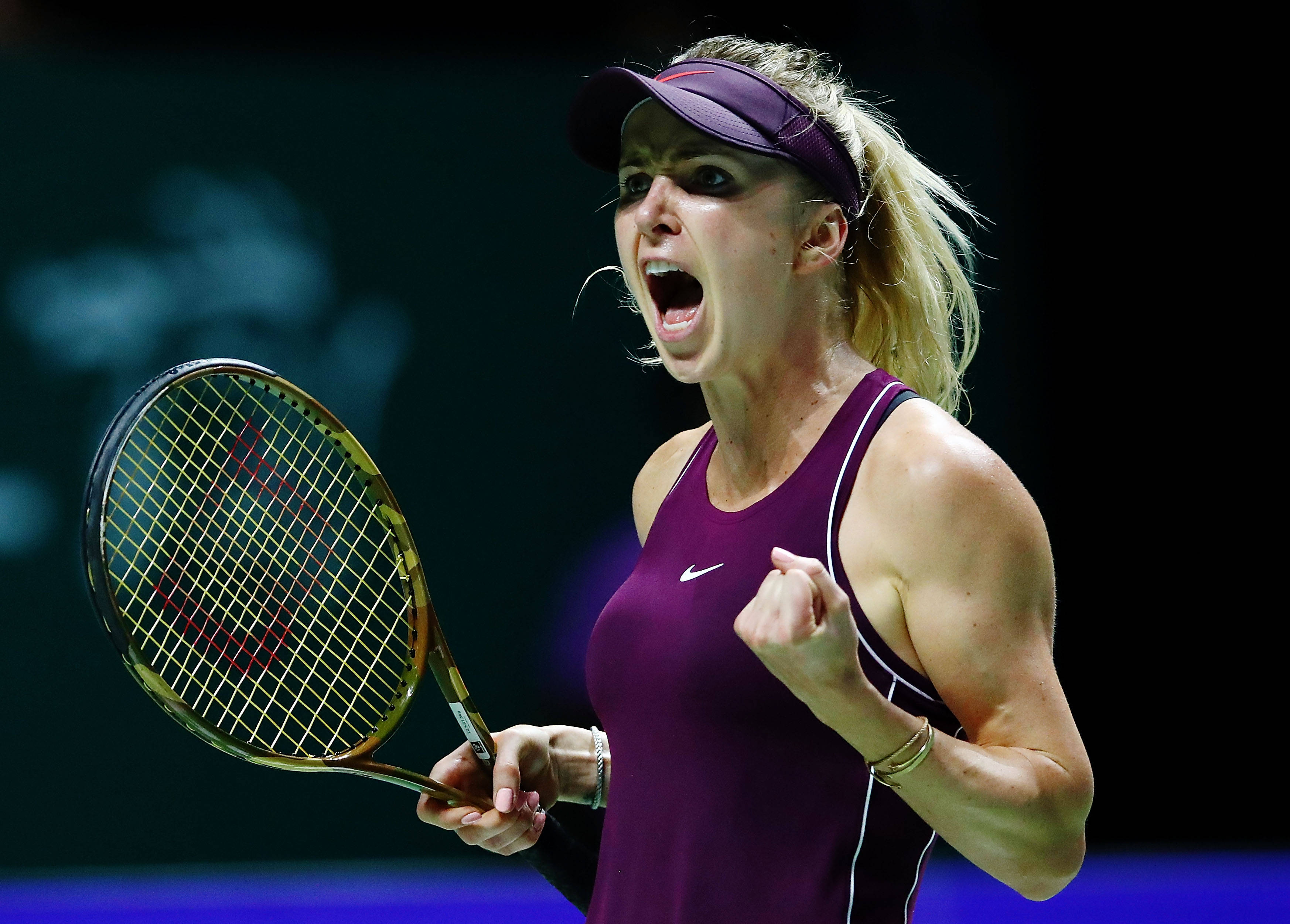 Elina Svitolina, purple outfit, racket, 2K Desktop Wallpaper