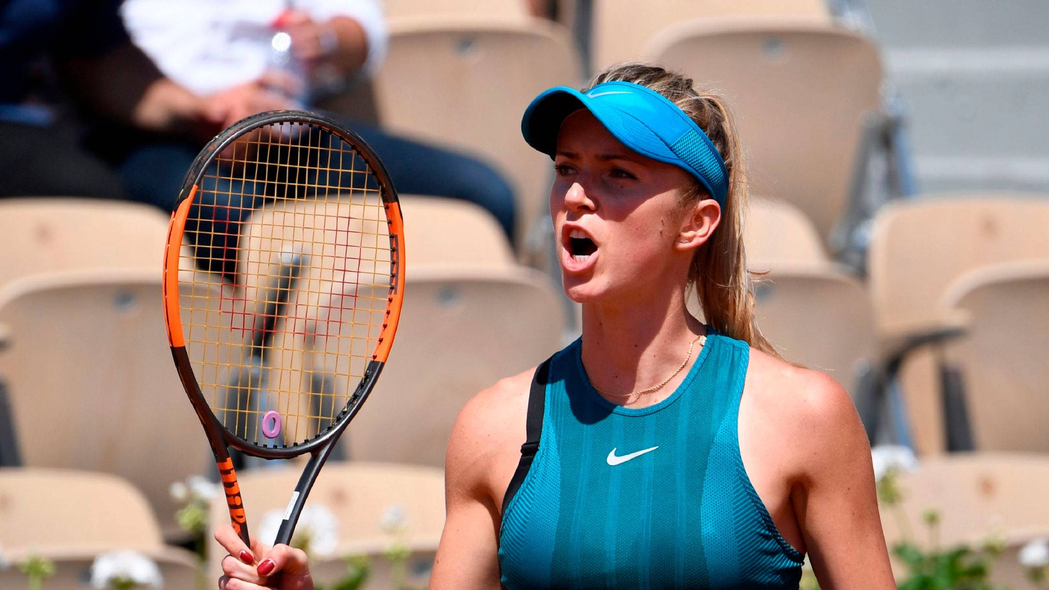 Elina Svitolina, blue visor, teal tank top, Full HD Desktop Wallpaper