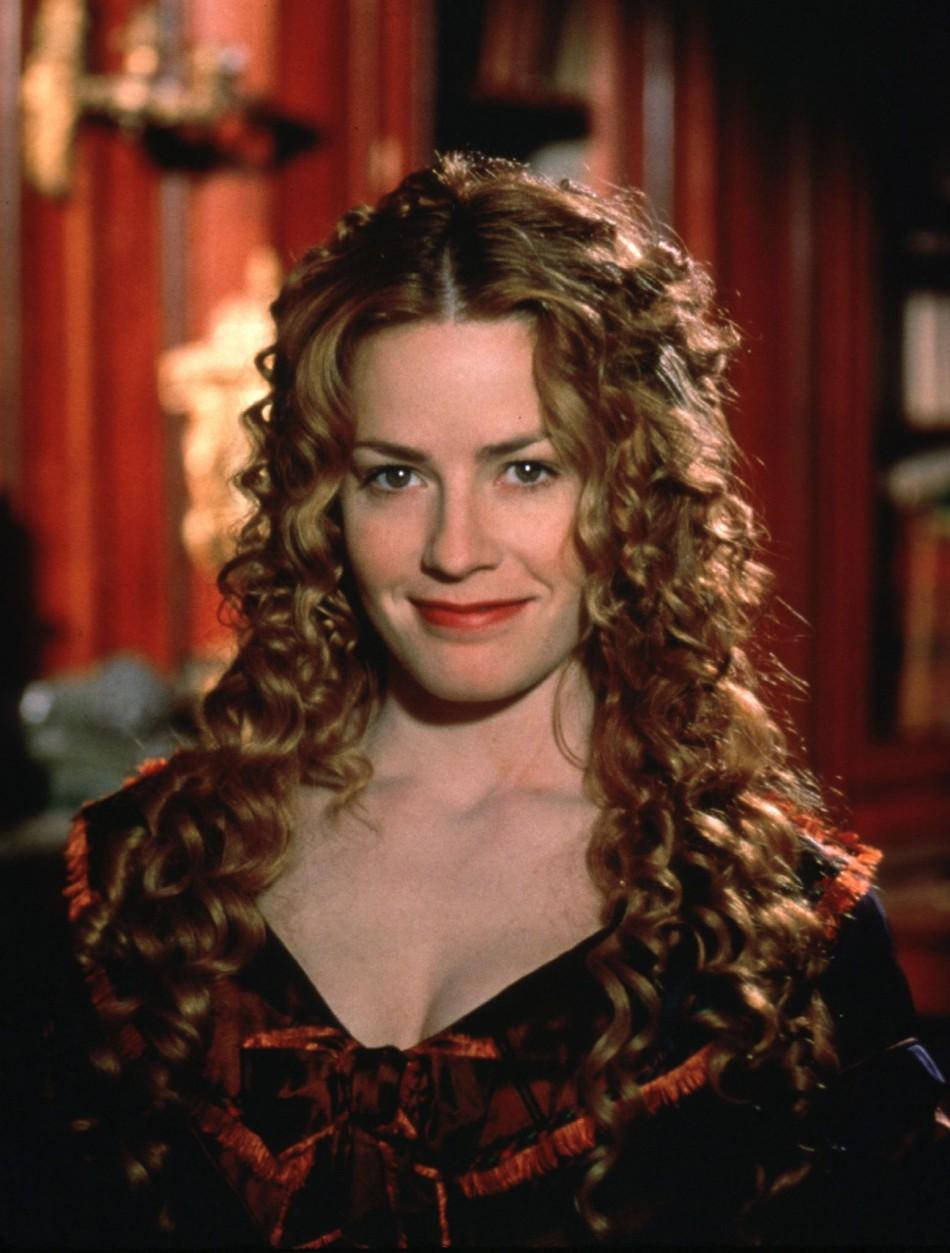 Elisabeth Shue, long curly hair, smiling, SD Phone Wallpaper