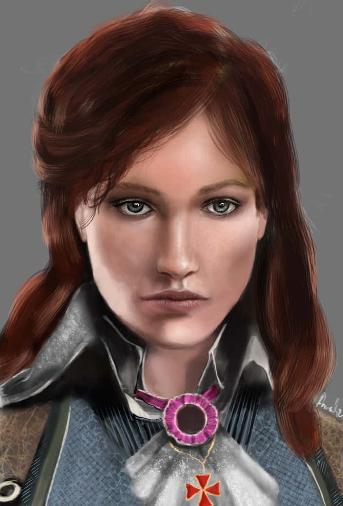 Élise De La Serre, red hair, green eyes, SD Phone Wallpaper