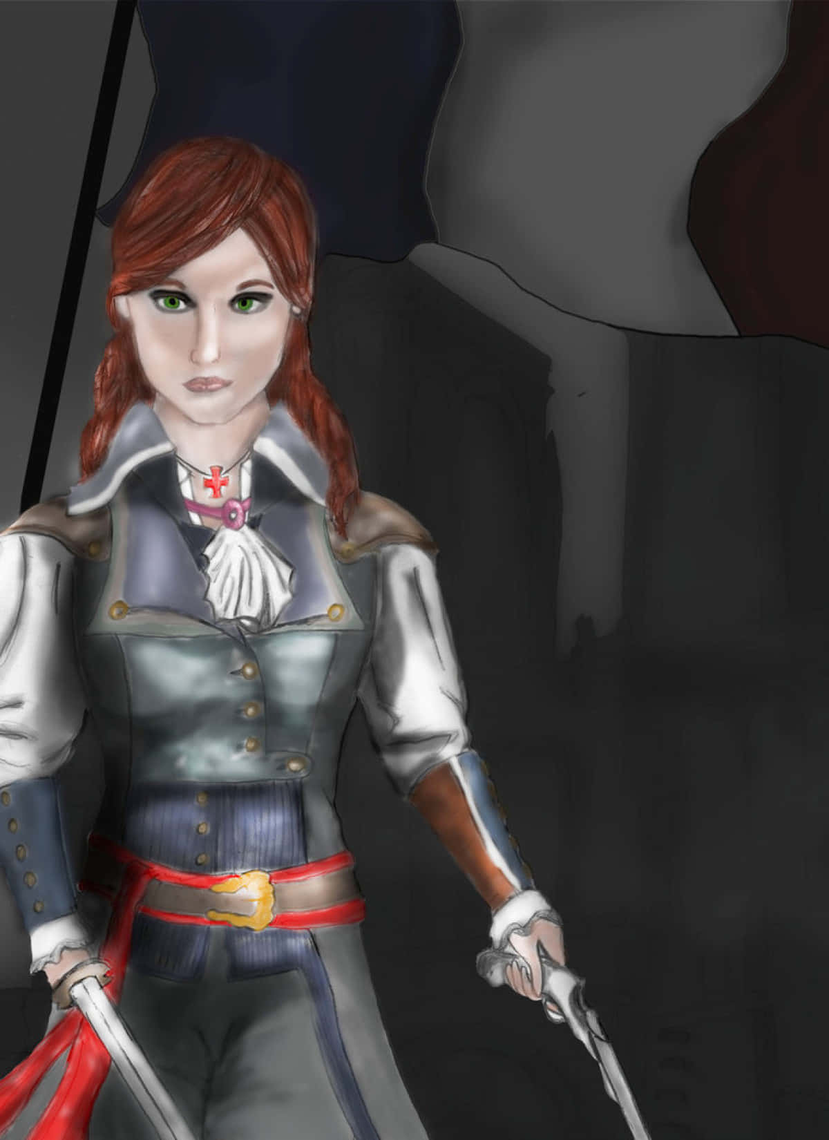 Élise De La Serre, red-haired, silver armor, HD Phone Wallpaper