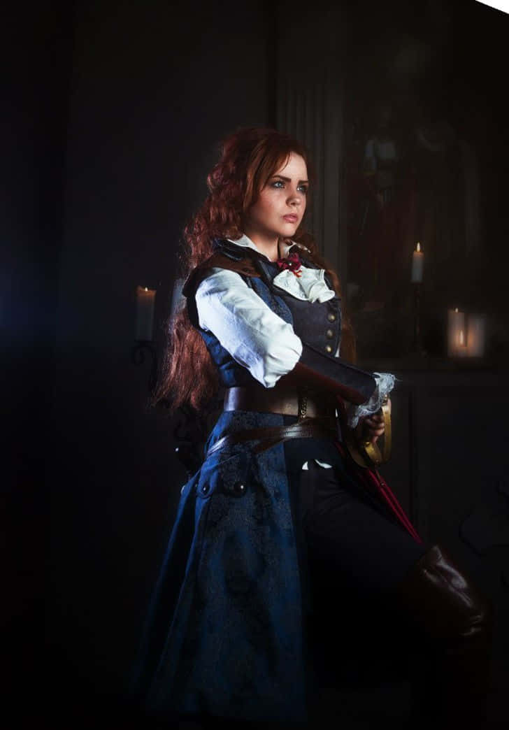 Élise De La Serre, red hair, dark room, SD Phone Wallpaper