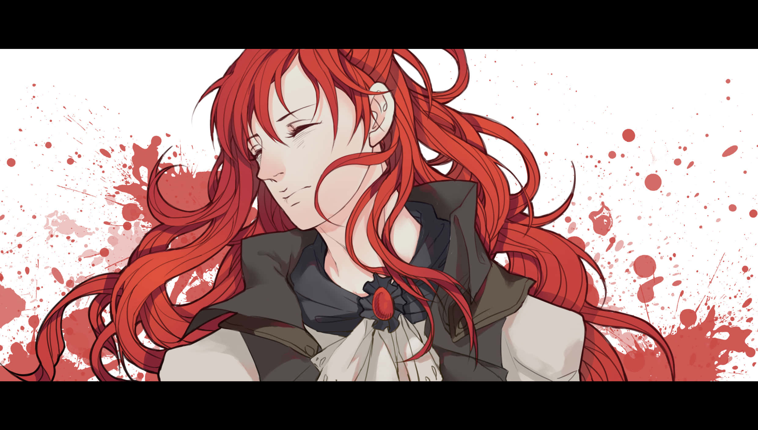 Élise De La Serre, red-haired anime girl, serene expression, Full HD Desktop Wallpaper