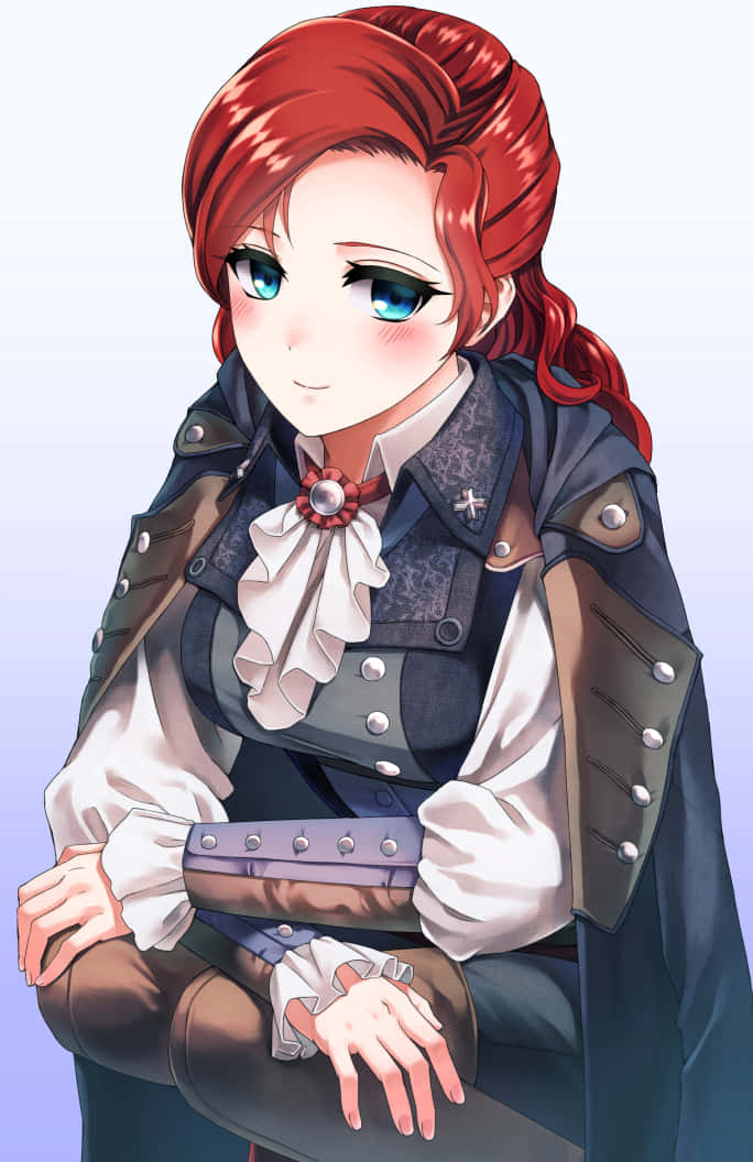 Élise De La Serre, vibrant red hair, blue eyes, SD Phone Wallpaper