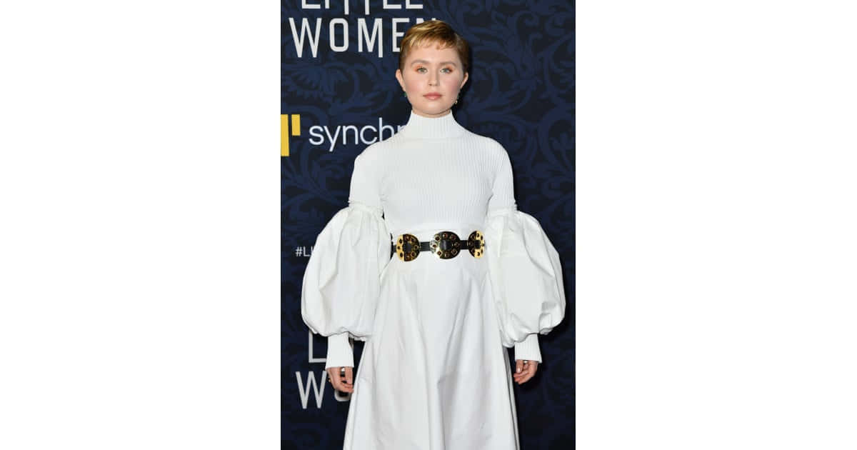 Eliza Scanlen, white high-neck dress, puffy sleeves, SD Desktop Wallpaper