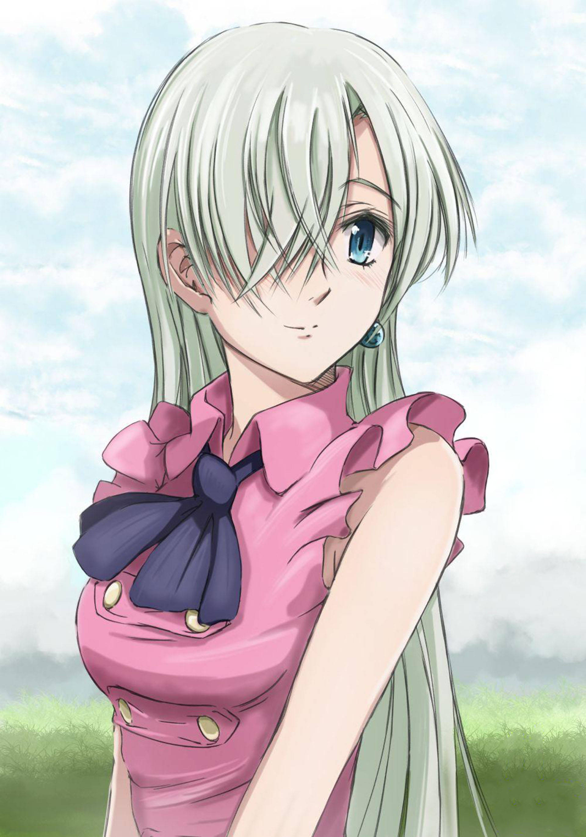 Elizabeth Liones, silver-haired, pink blouse, 2K Phone Wallpaper