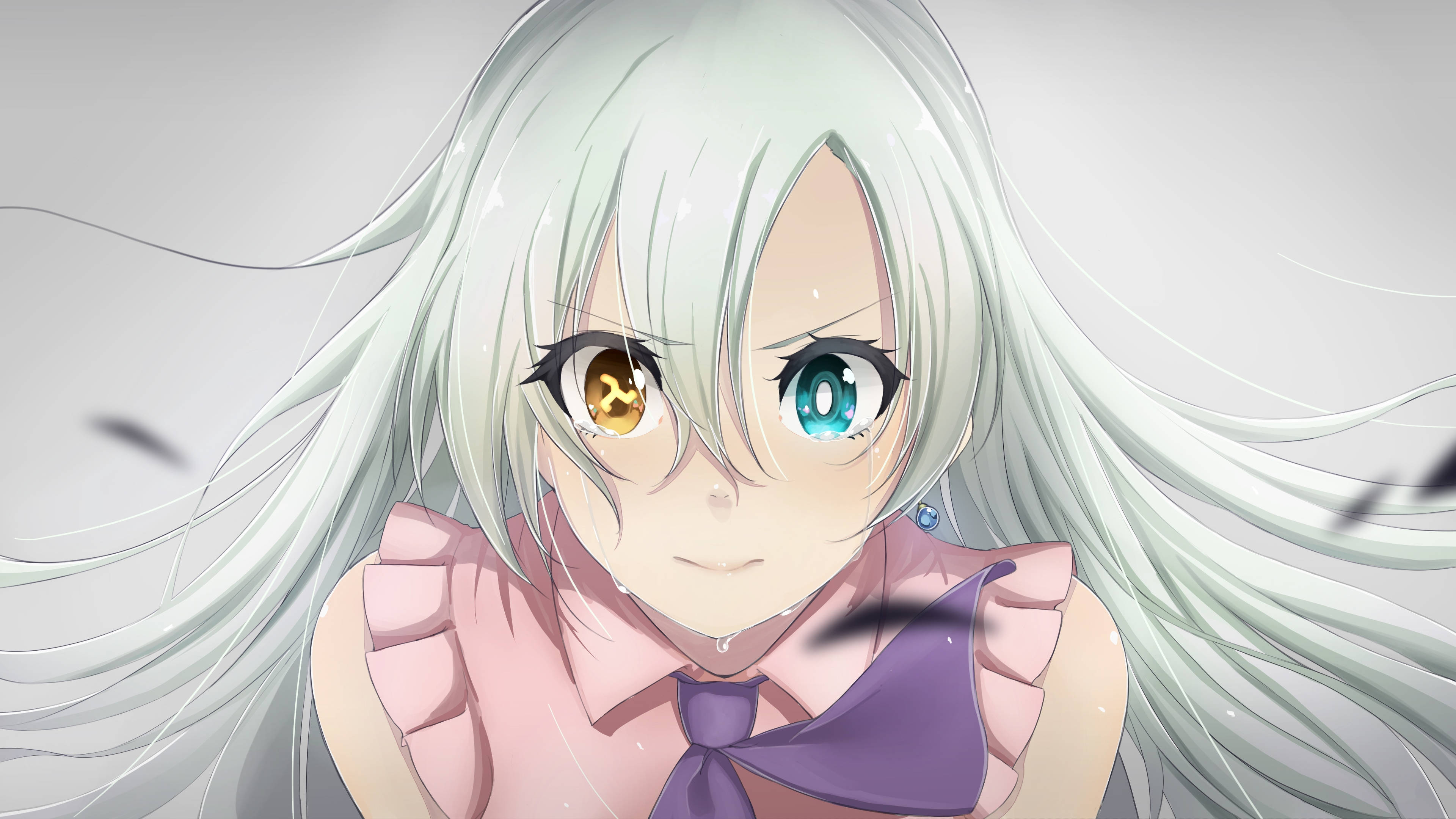 Elizabeth Liones, silver hair, mismatched eyes, 4K Desktop Wallpaper