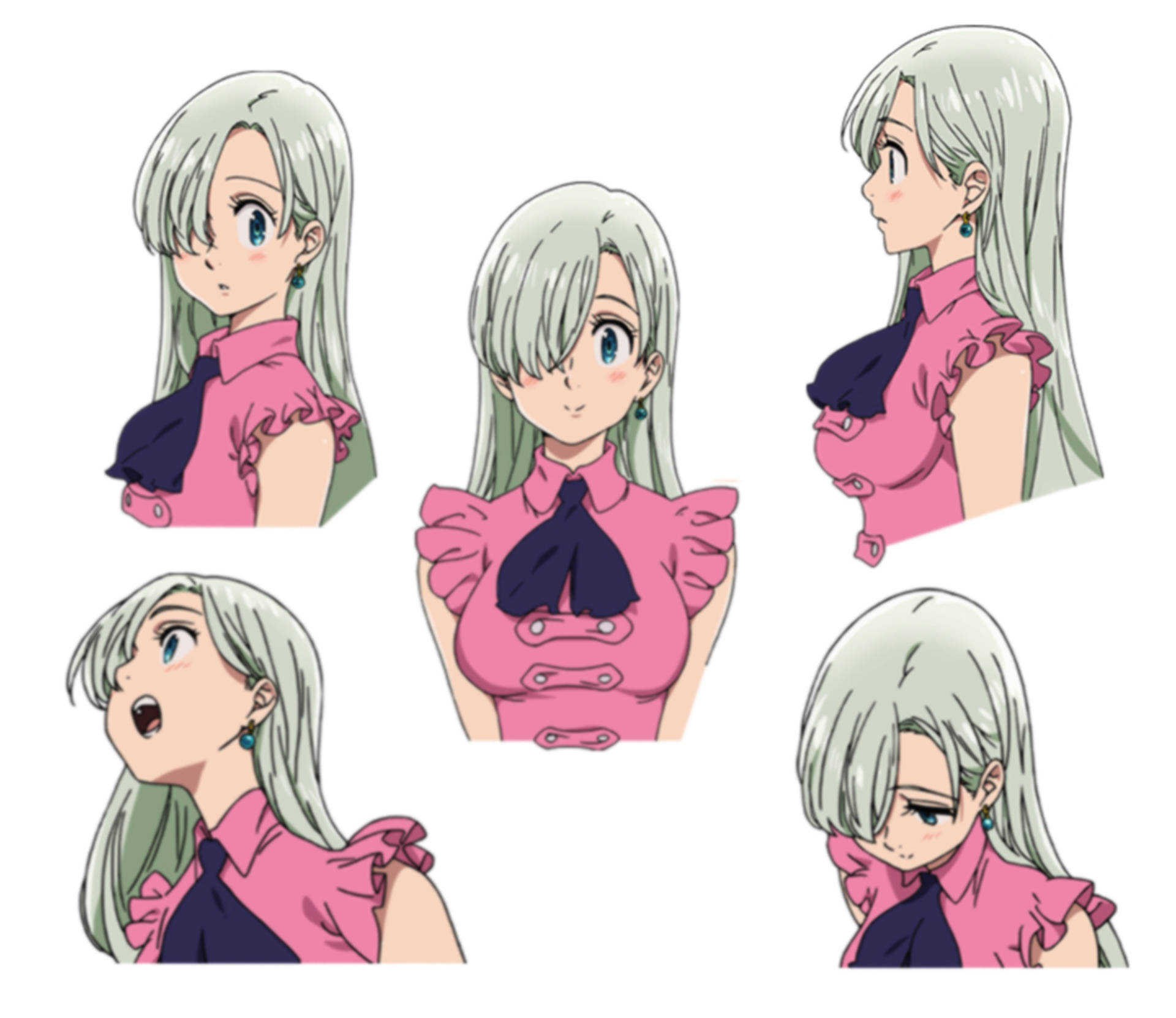 Elizabeth Liones, silver hair, pink blouse, Full HD Desktop Wallpaper