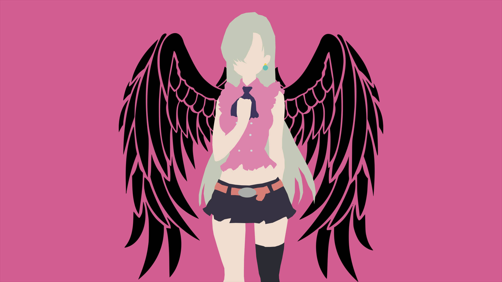 Elizabeth Liones, dark wings, pale hair, Full HD Desktop Wallpaper