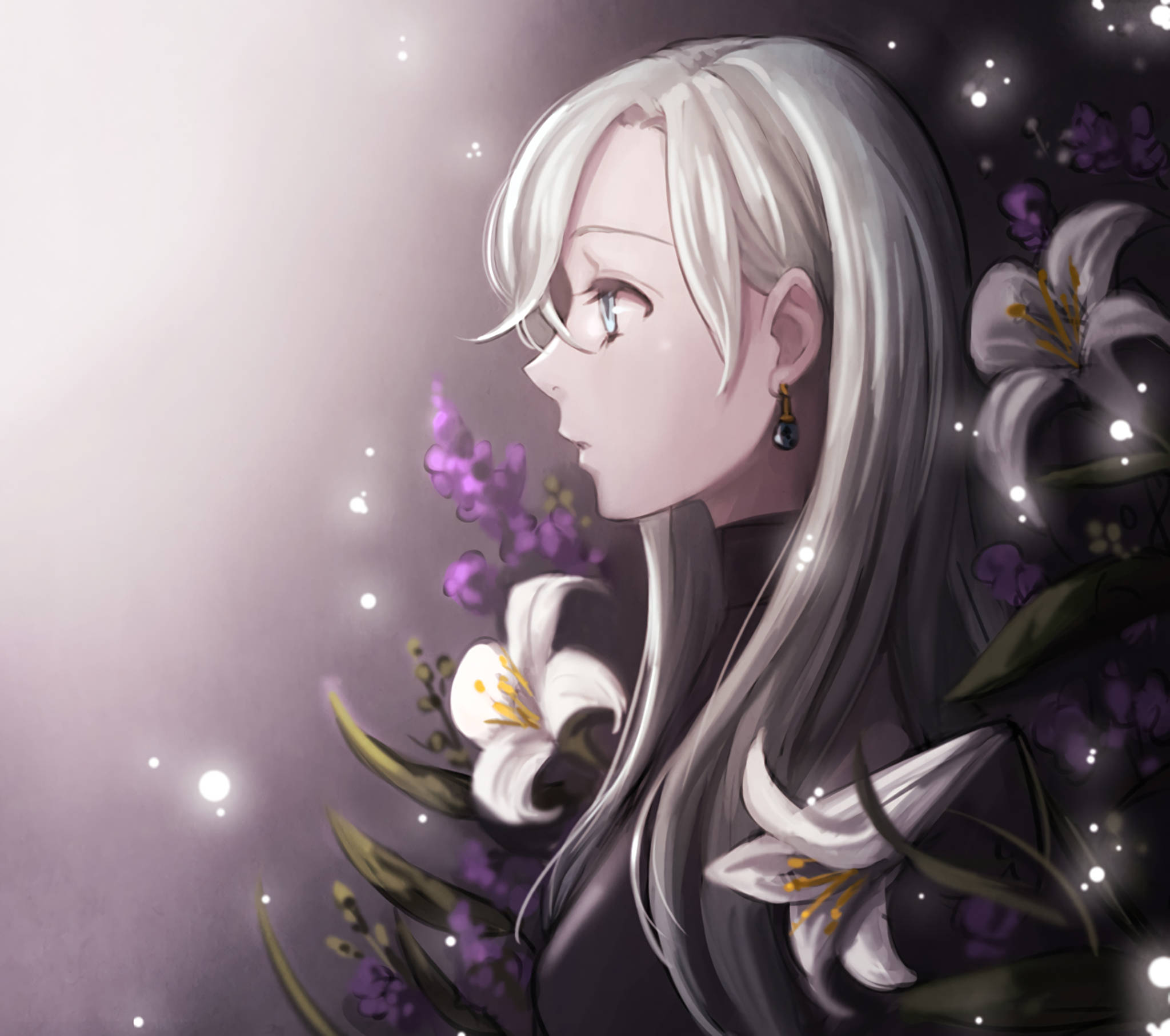Elizabeth Liones, silver hair, blue eyes, Full HD Desktop Wallpaper