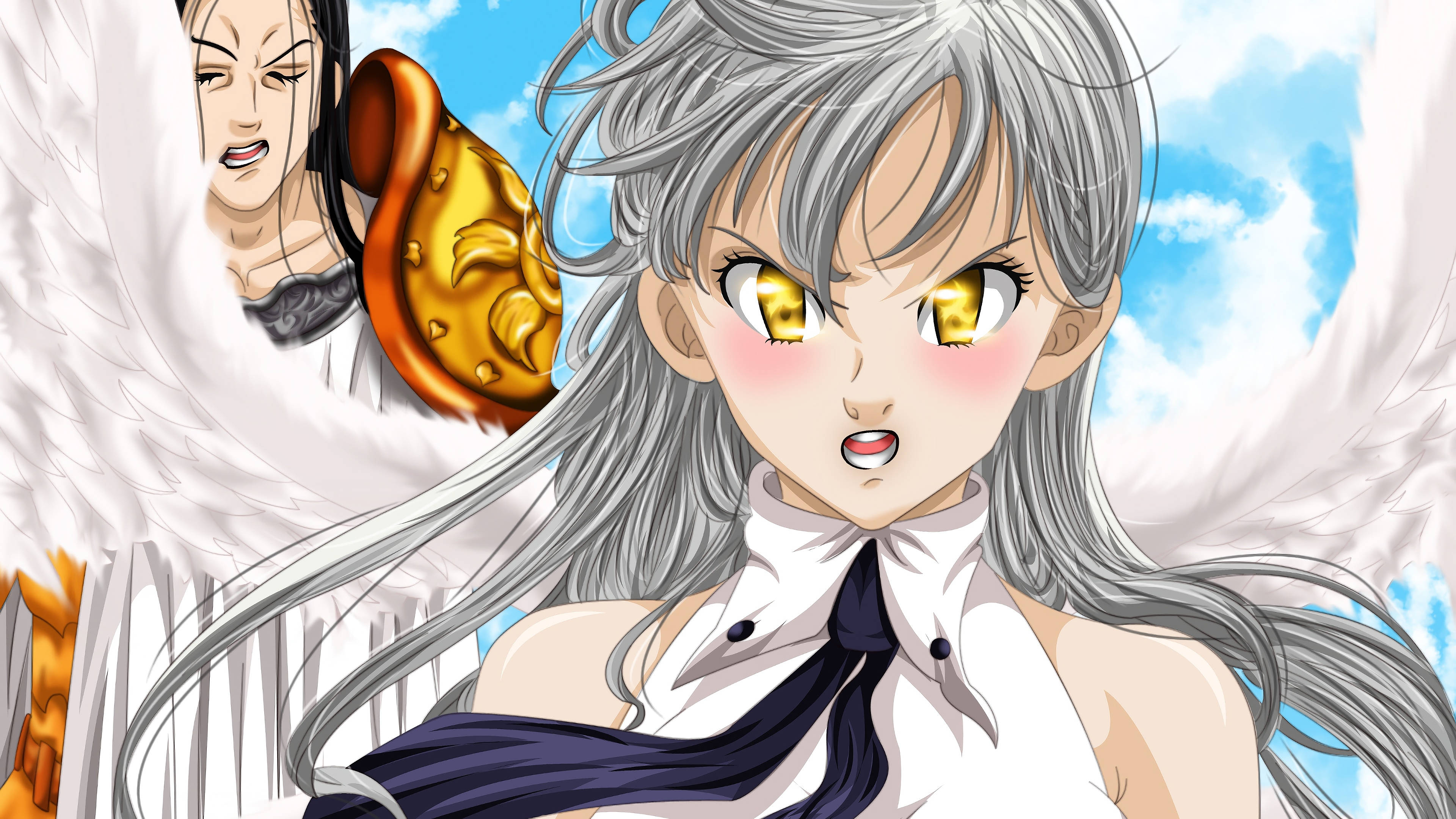 Elizabeth Liones, silver hair, golden eyes, 4K Desktop Wallpaper