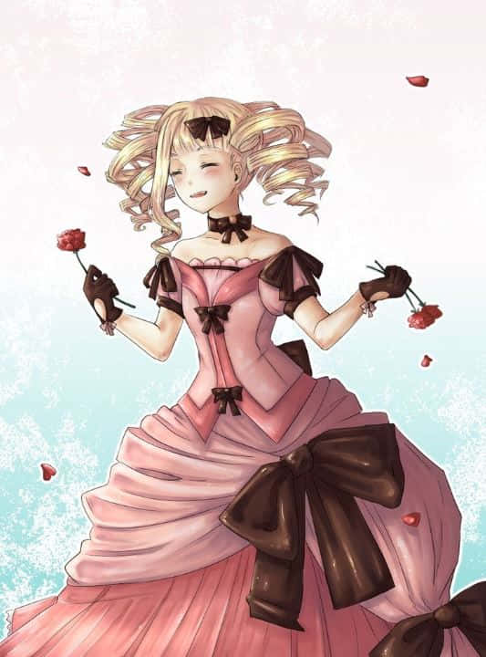 Elizabeth Midford, pink dress, black bows, SD Phone Wallpaper