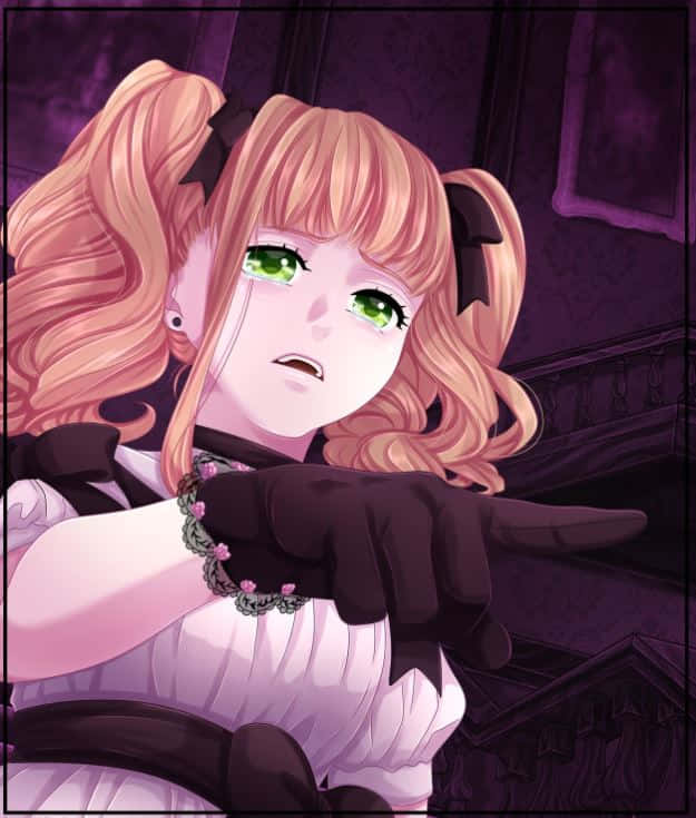 Elizabeth Midford, glowing green eyes, pink pigtails, SD Phone Wallpaper