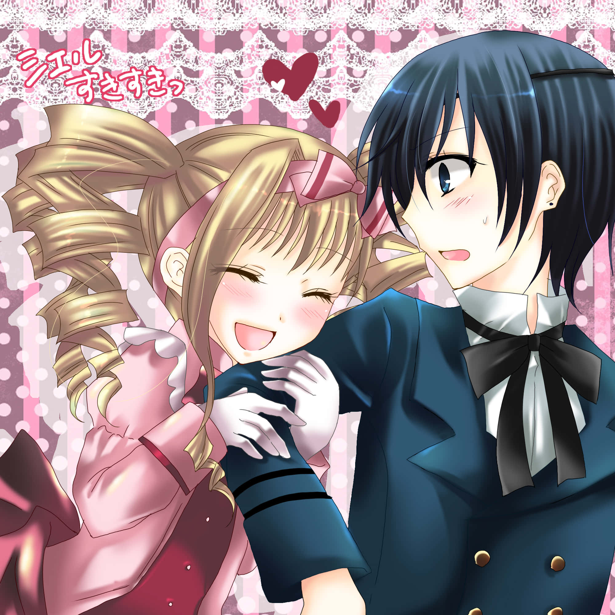Elizabeth Midford, pink dress, blue uniform, Full HD Desktop Wallpaper