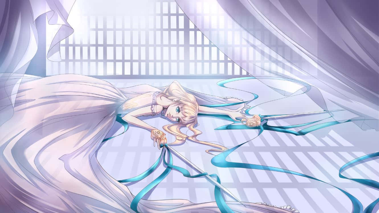 Elizabeth Midford, blonde anime girl, flowing white gown, HD Desktop Wallpaper