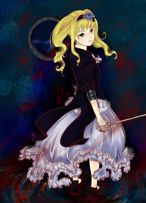 Elizabeth Midford, black and white dress, sword, SD Phone Wallpaper