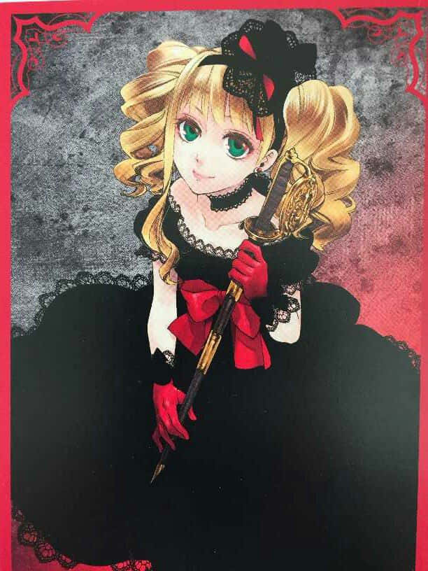 Elizabeth Midford, black lace dress, red gloves, SD Phone Wallpaper