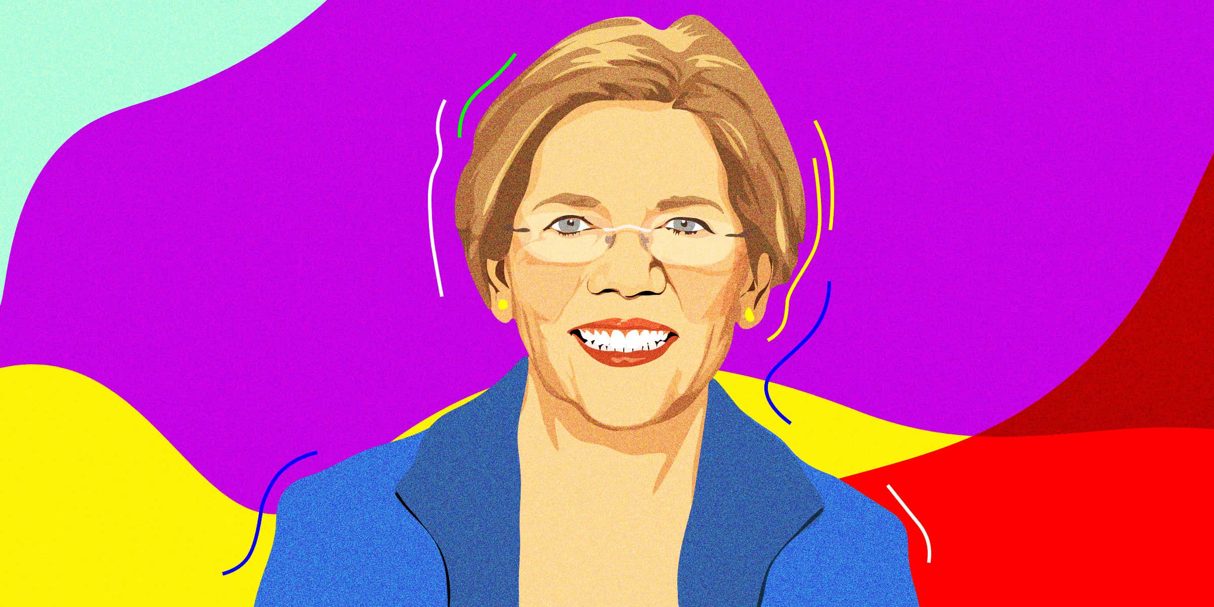 Elizabeth Warren, colorful abstract background, stylized illustration, Full HD Desktop Wallpaper