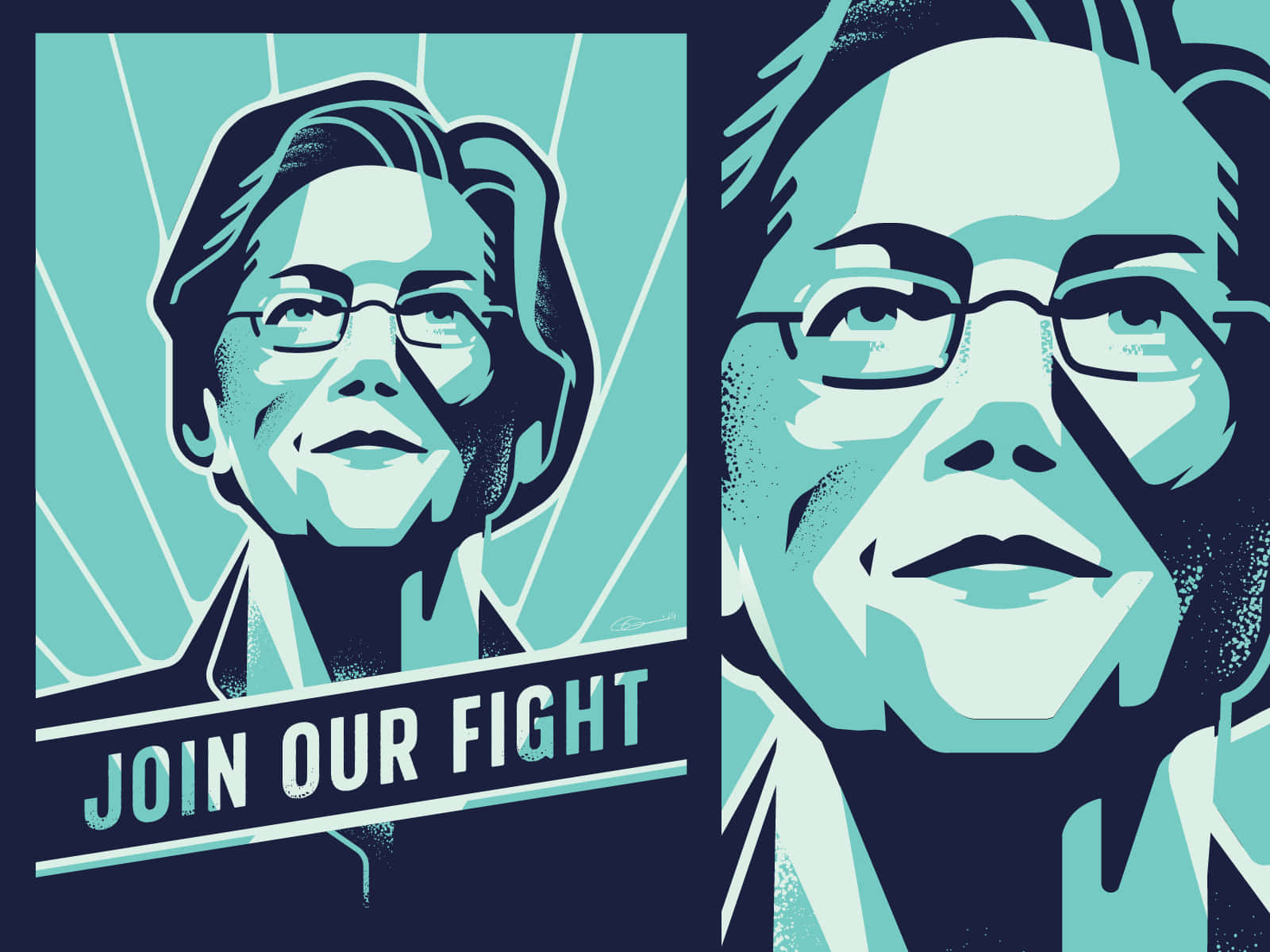 Elizabeth Warren, teal, navy blue, HD Desktop Wallpaper