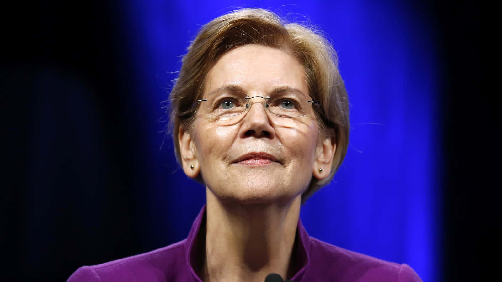 Elizabeth Warren, deep blue backdrop, close-up portrait, HD Desktop Wallpaper