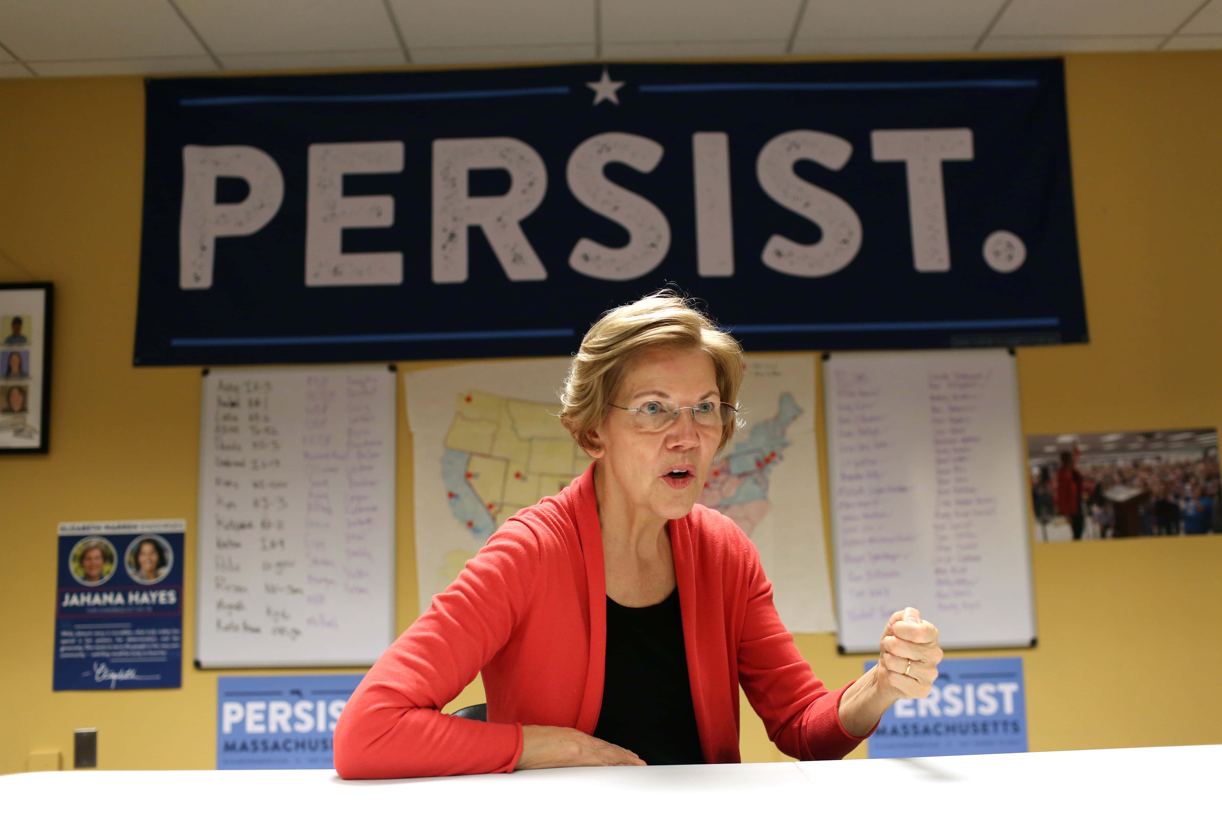 Elizabeth Warren, PERSIST., red cardigan, 4K Desktop Wallpaper
