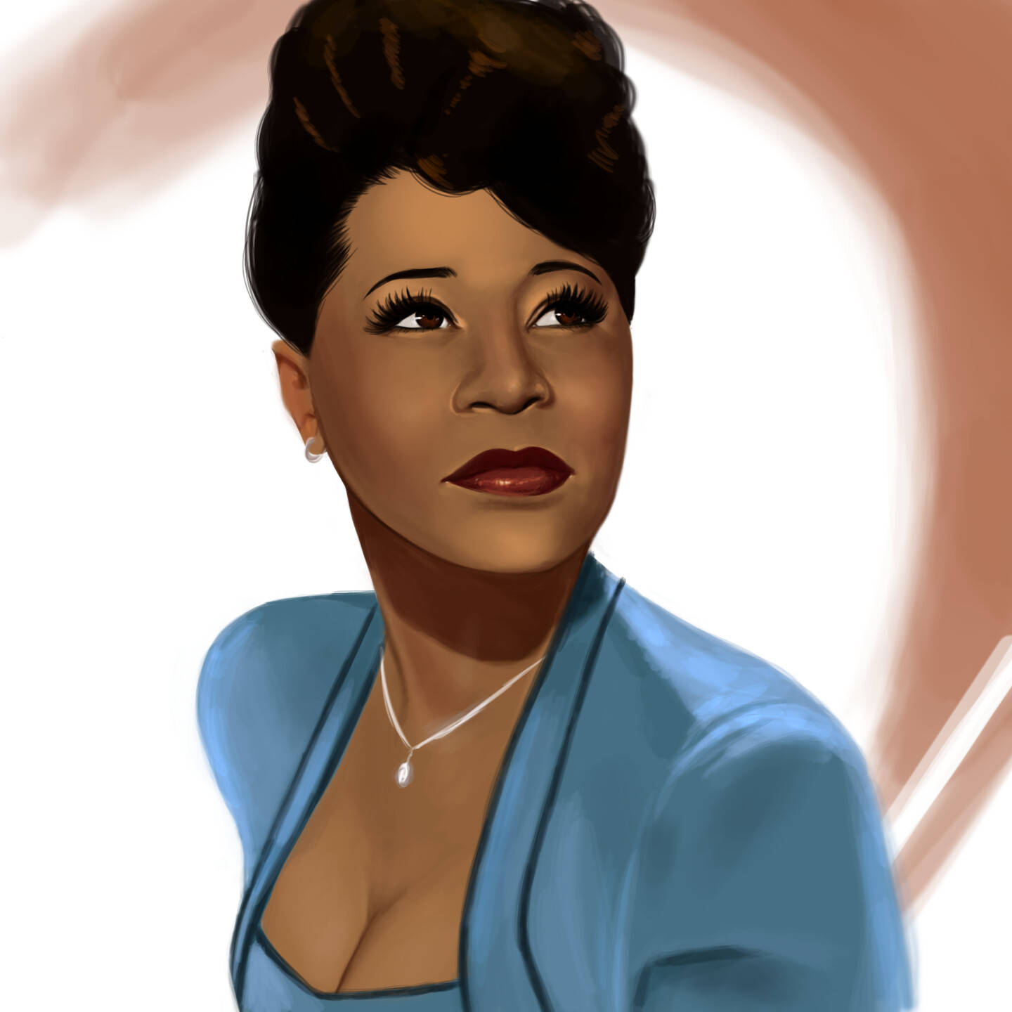 Ella Fitzgerald, blue top, pearl necklace, HD Desktop Wallpaper