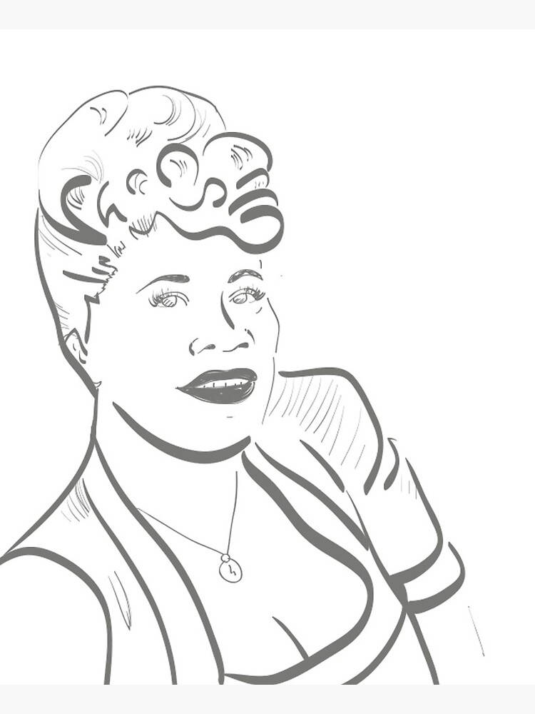 Ella Fitzgerald, gray lines art, black and white line art, SD Phone Wallpaper