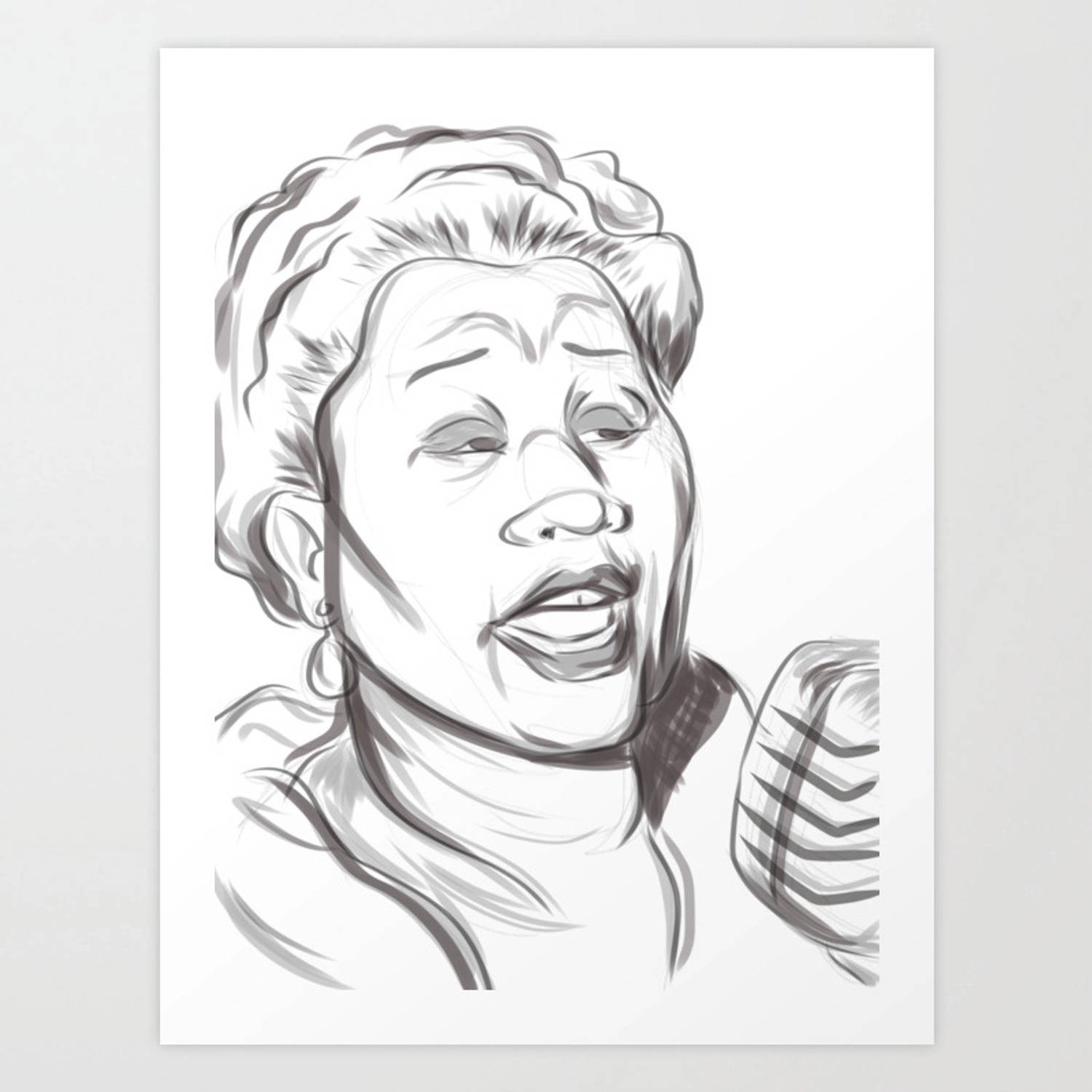 Ella Fitzgerald, line art, singing, HD Desktop Wallpaper