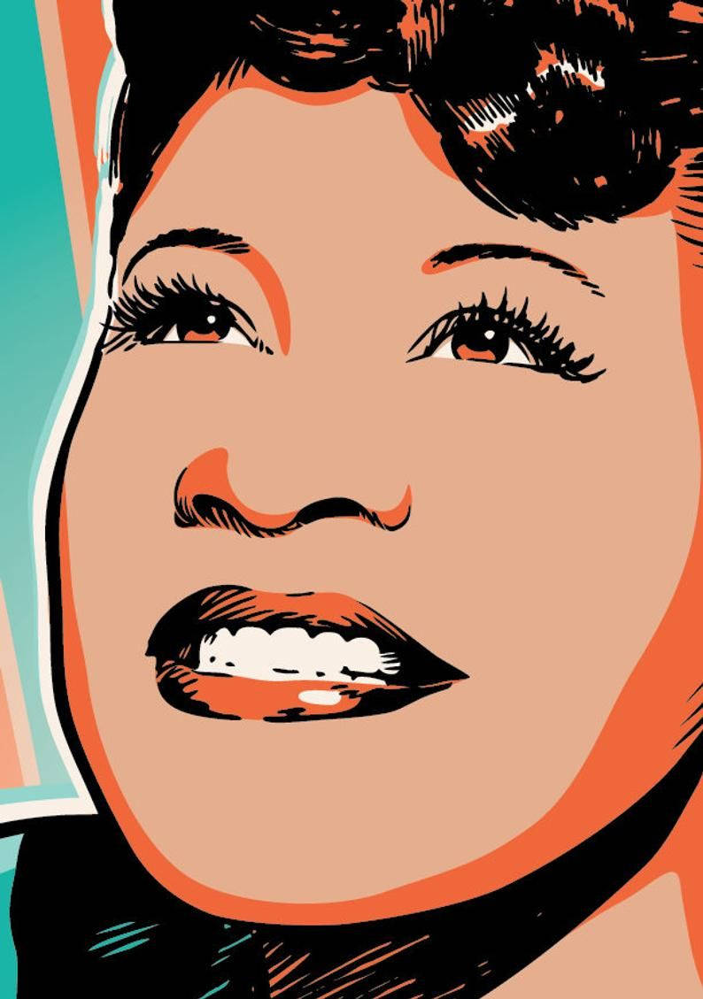 Ella Fitzgerald, pop art, orange lips, SD Phone Wallpaper