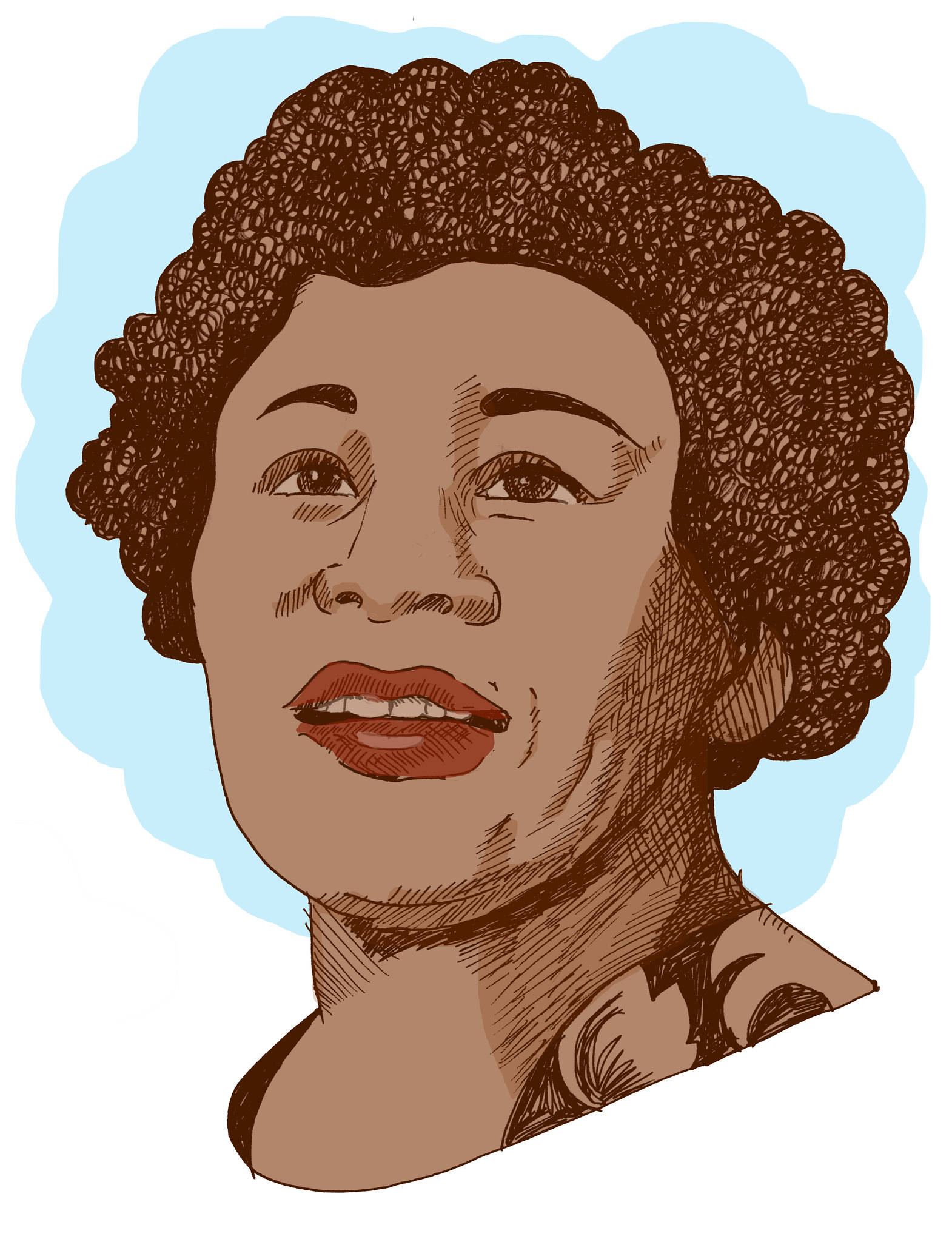 Ella Fitzgerald, curly hair, red lips, Full HD Phone Wallpaper