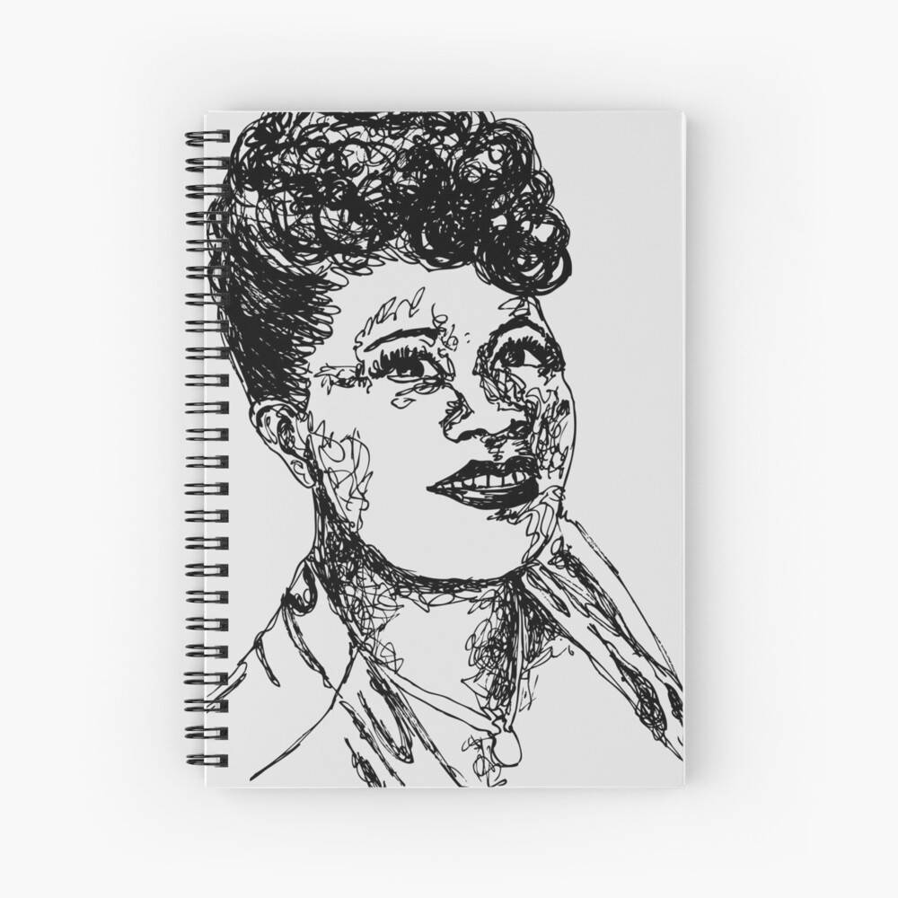 Ella Fitzgerald, black and white sketch, curly hair, SD Desktop Wallpaper