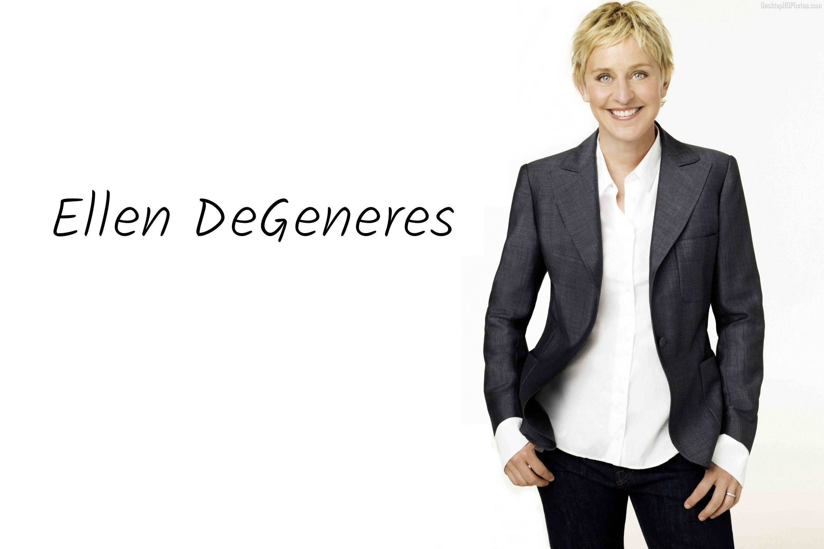 Ellen Degeneres, dark blazer, white shirt, 2K Desktop Wallpaper