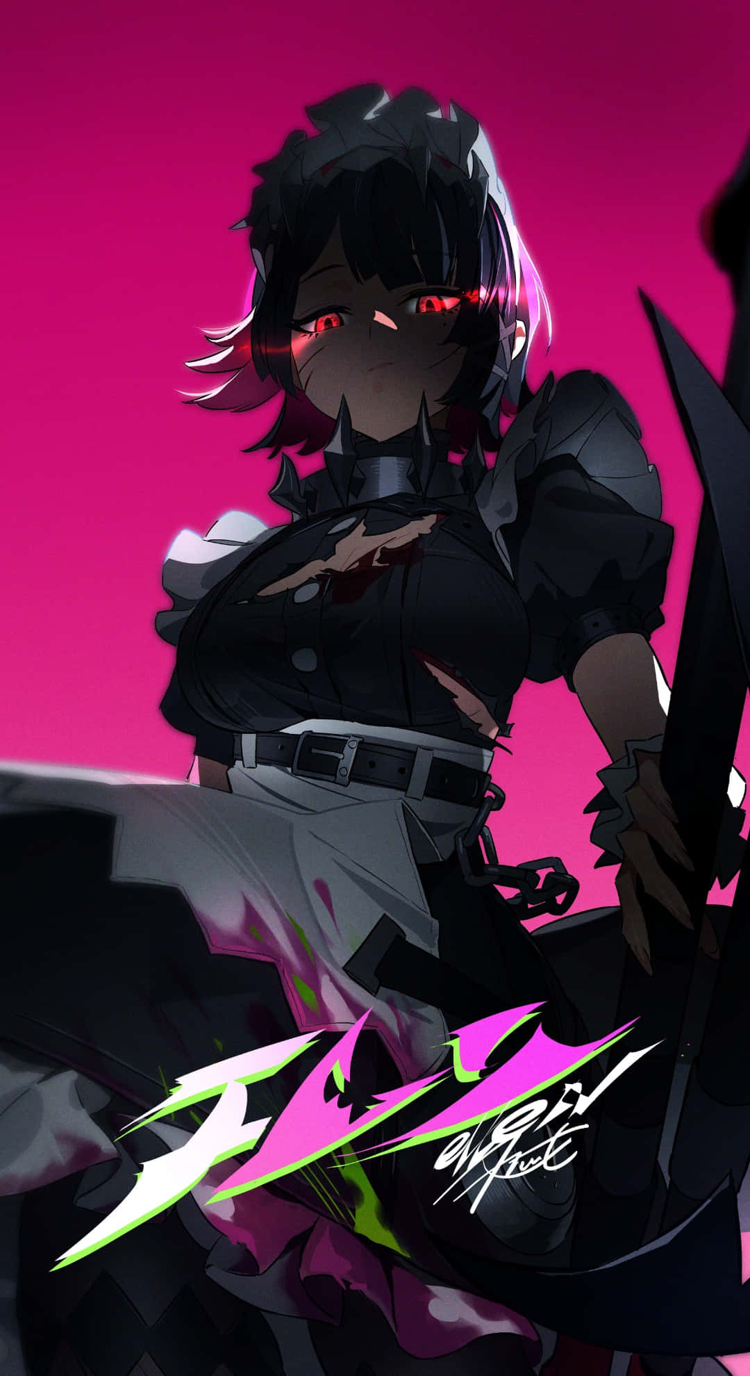 Ellen Joe, Dark Warrior, glowing red eyes, Full HD Phone Wallpaper