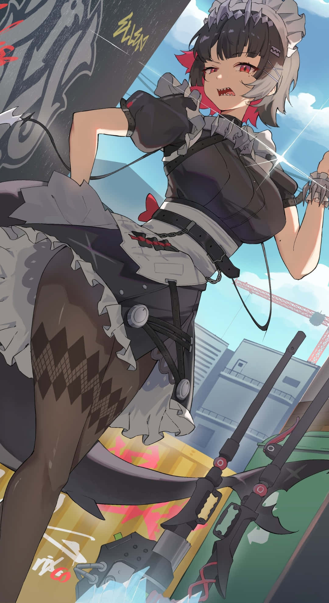 Ellen Joe, maid outfit, gray hair, Full HD Phone Wallpaper