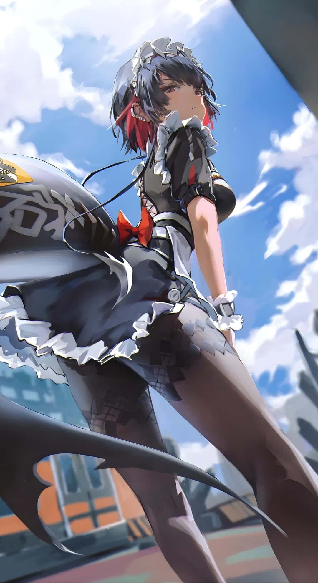 Ellen Joe, anime character, black and white maid outfit, Full HD Phone Wallpaper