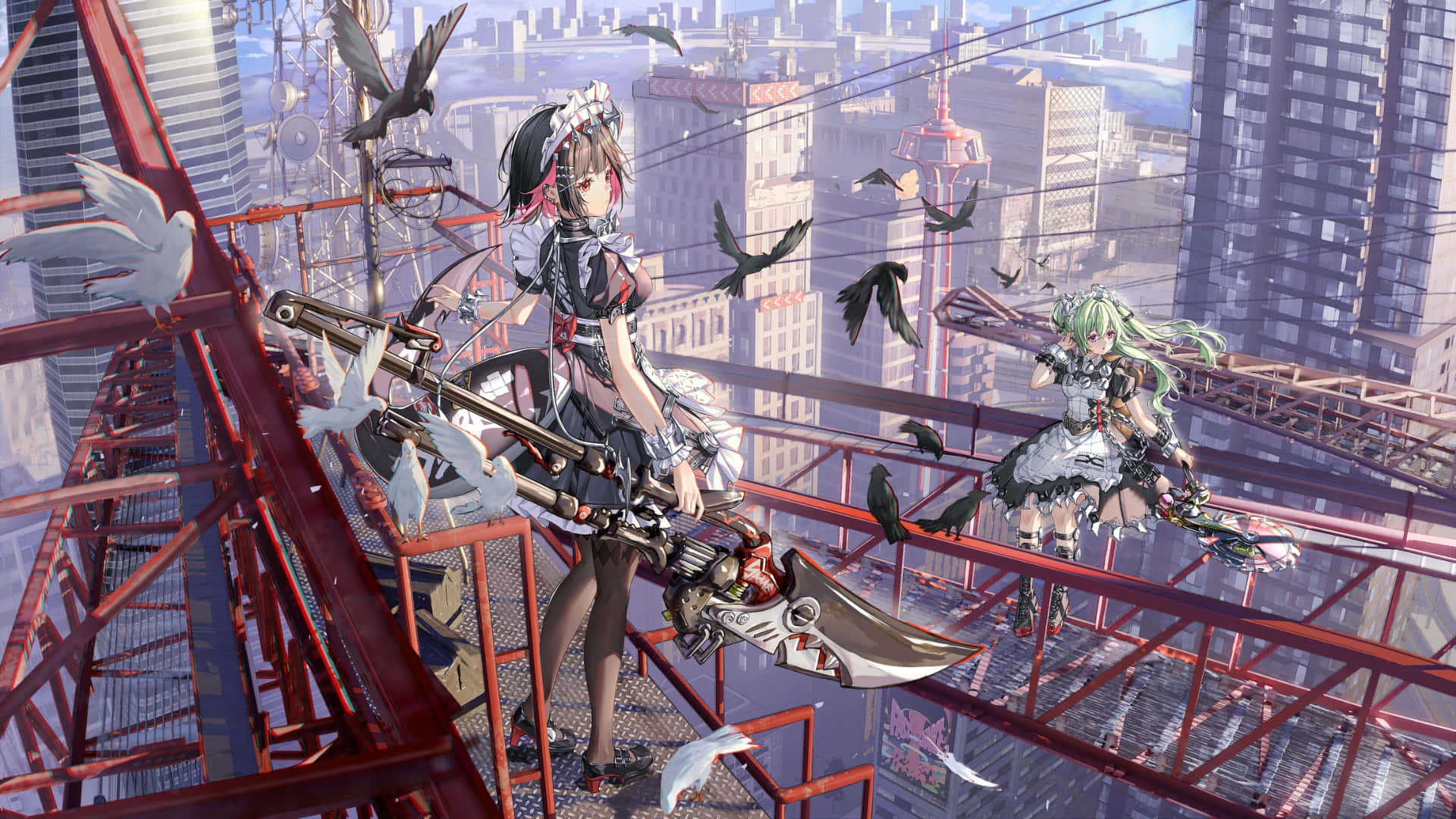 Ellen Joe, cyberpunk warriors, maid outfits, Full HD Desktop Wallpaper
