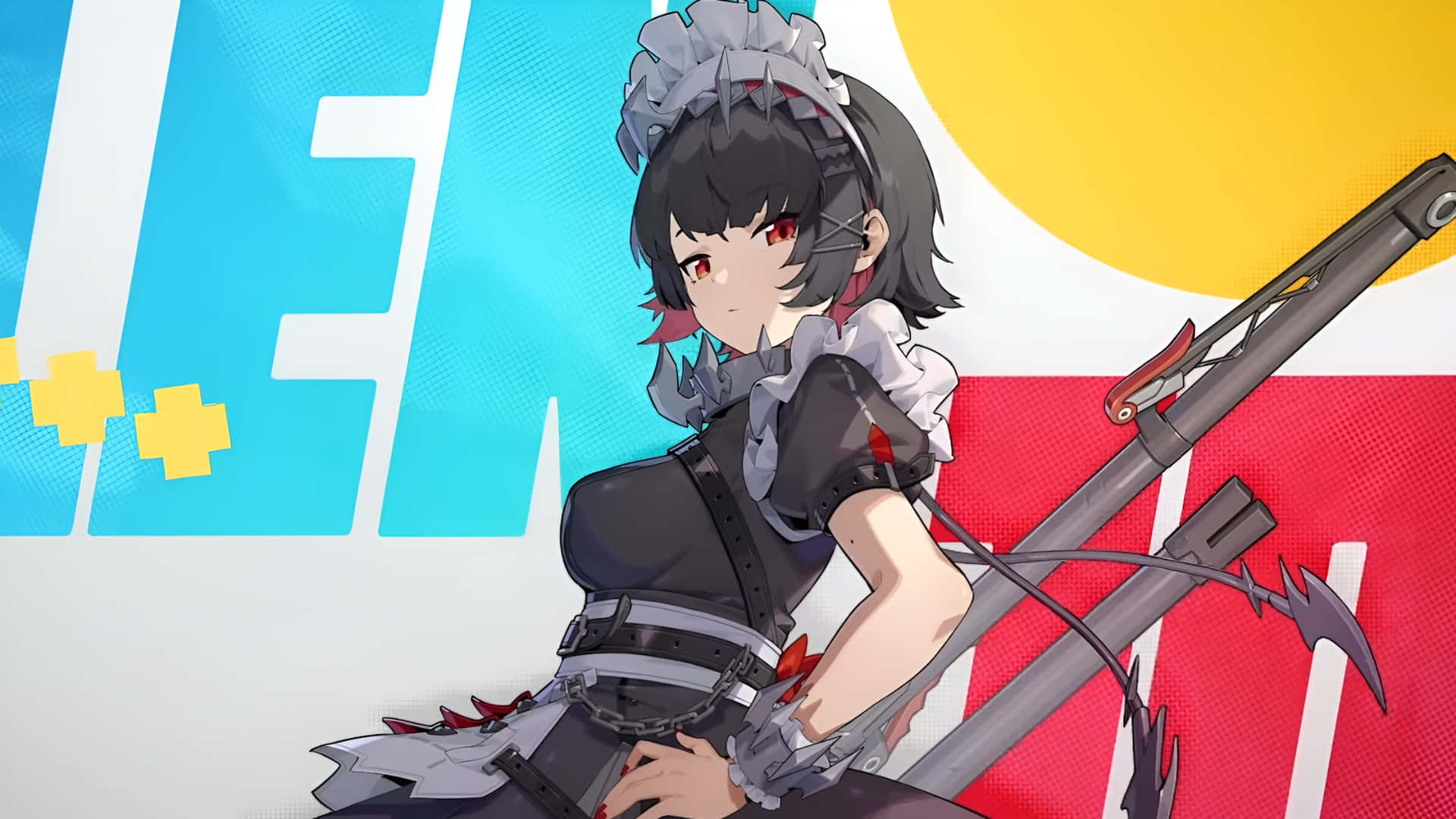 Ellen Joe, maid outfit, red eyes, Full HD Desktop Wallpaper