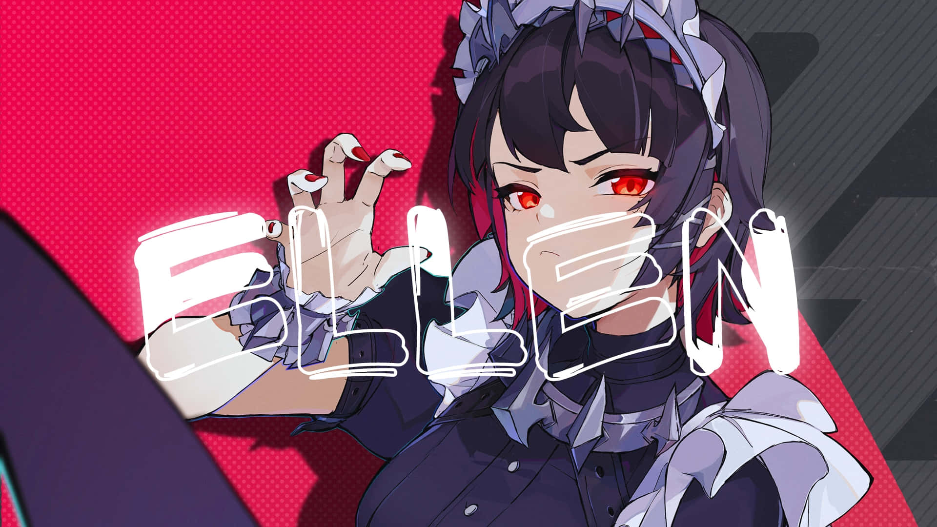 Ellen Joe, red eyes, dark hair, Full HD Desktop Wallpaper