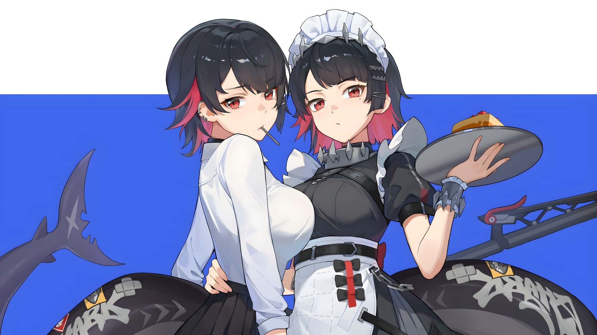 Ellen Joe, black and pink hair, maid outfit, Full HD Desktop Wallpaper