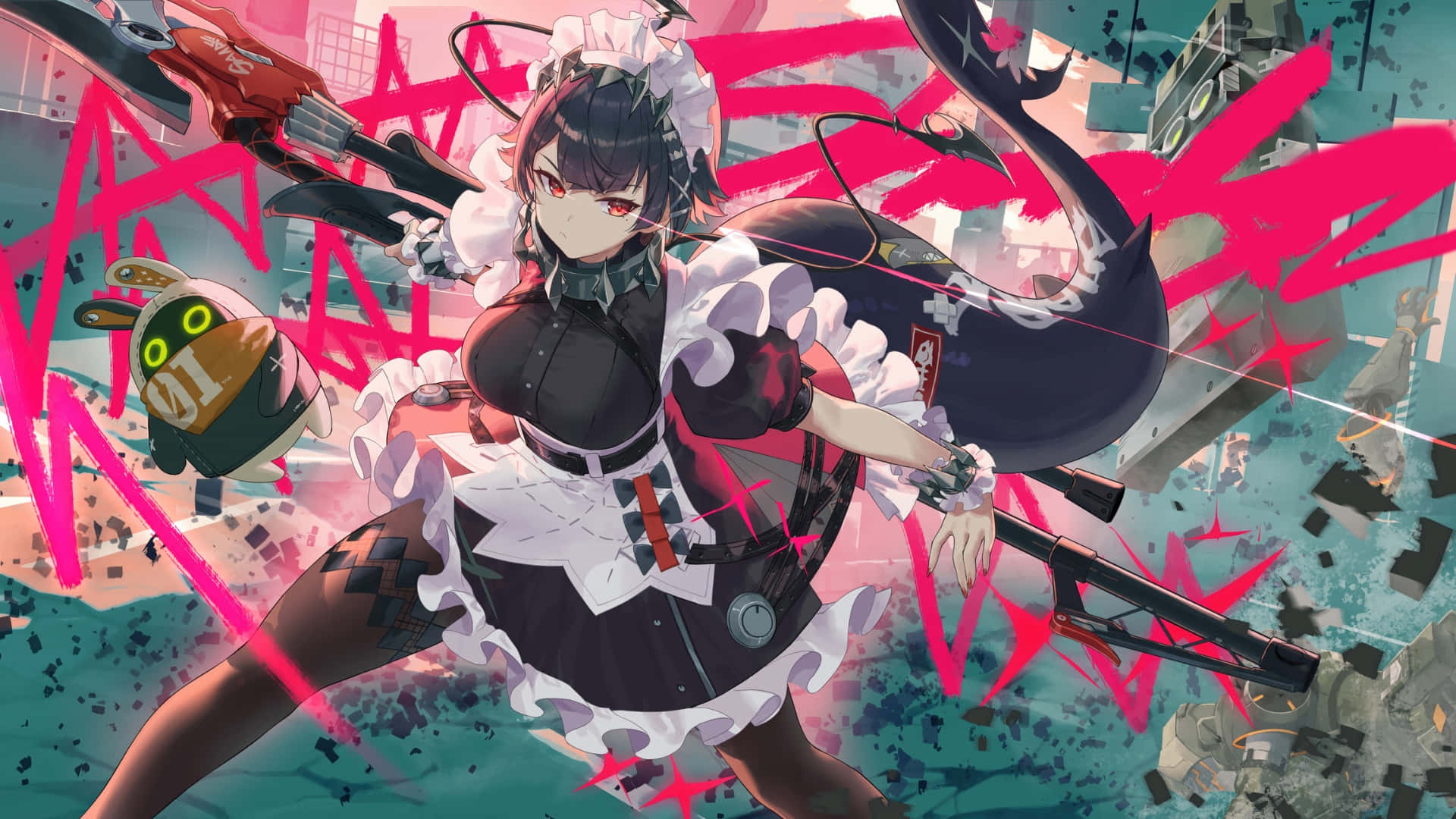 Ellen Joe, anime girl, maid outfit, Full HD Desktop Wallpaper