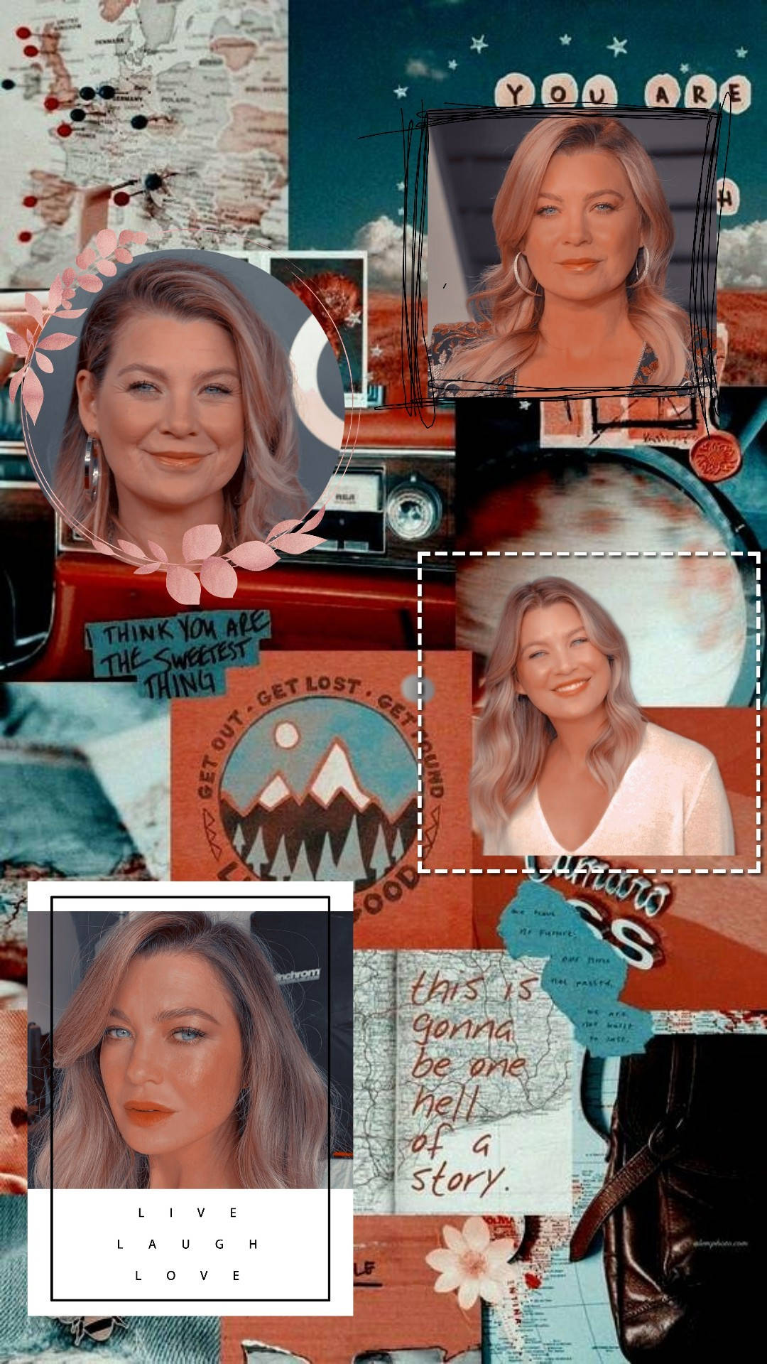 Ellen Pompeo, vibrant collage, woman's photos, HD Phone Wallpaper
