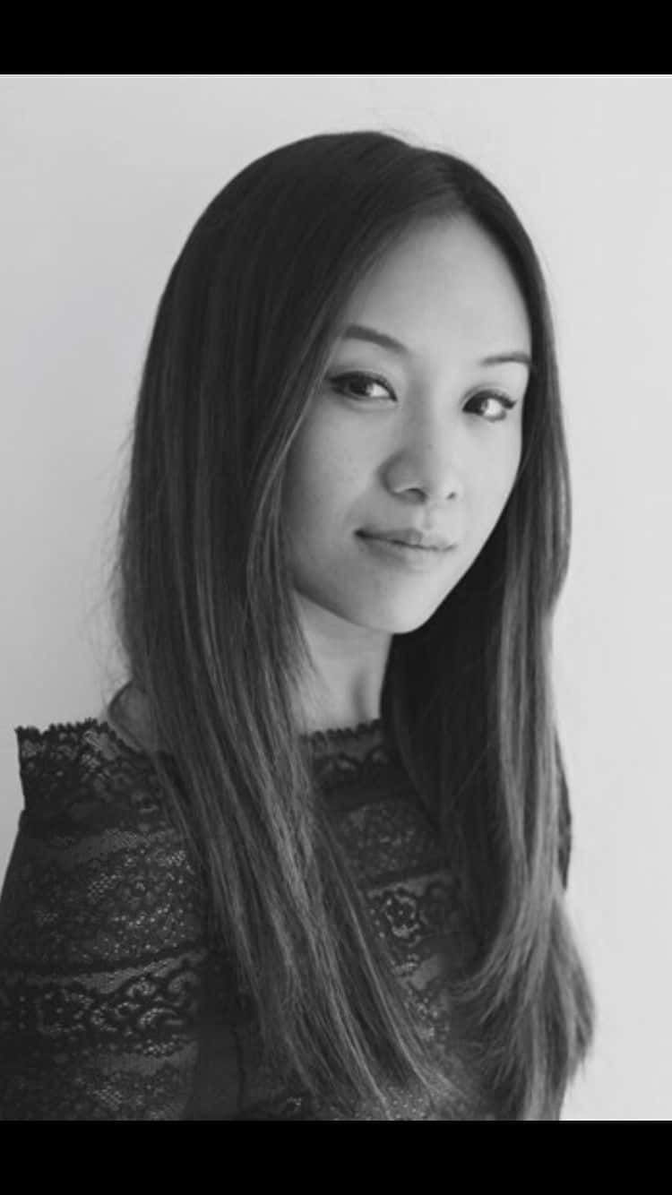 Ellen Wong, black and white portrait, long straight hair, HD Phone Wallpaper