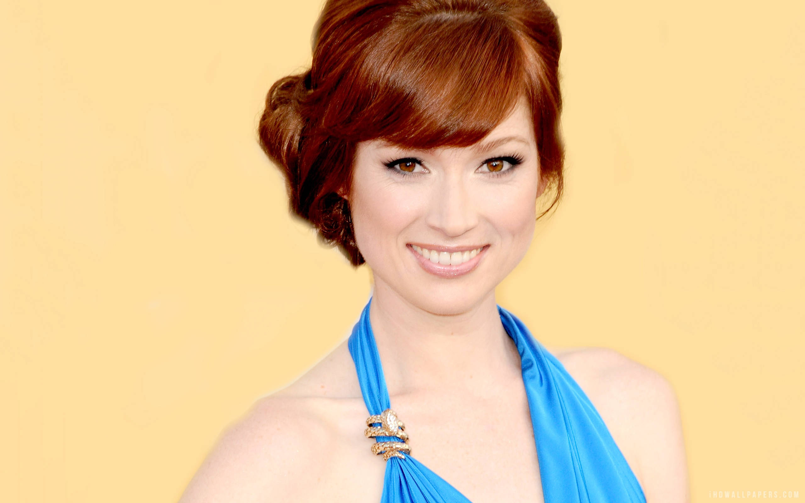 Ellie Kemper, red hair, elegant updo, 2K Desktop Wallpaper
