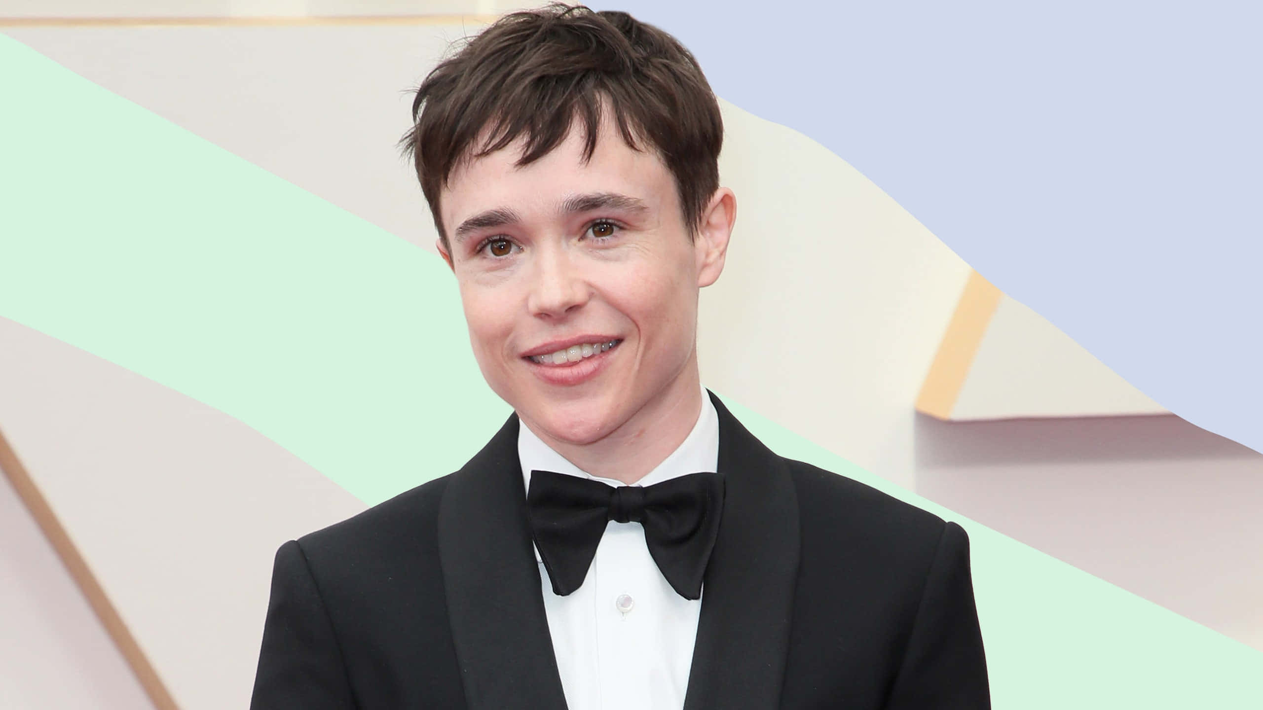 Elliot Page, black tuxedo, bow tie, 2K Desktop Wallpaper