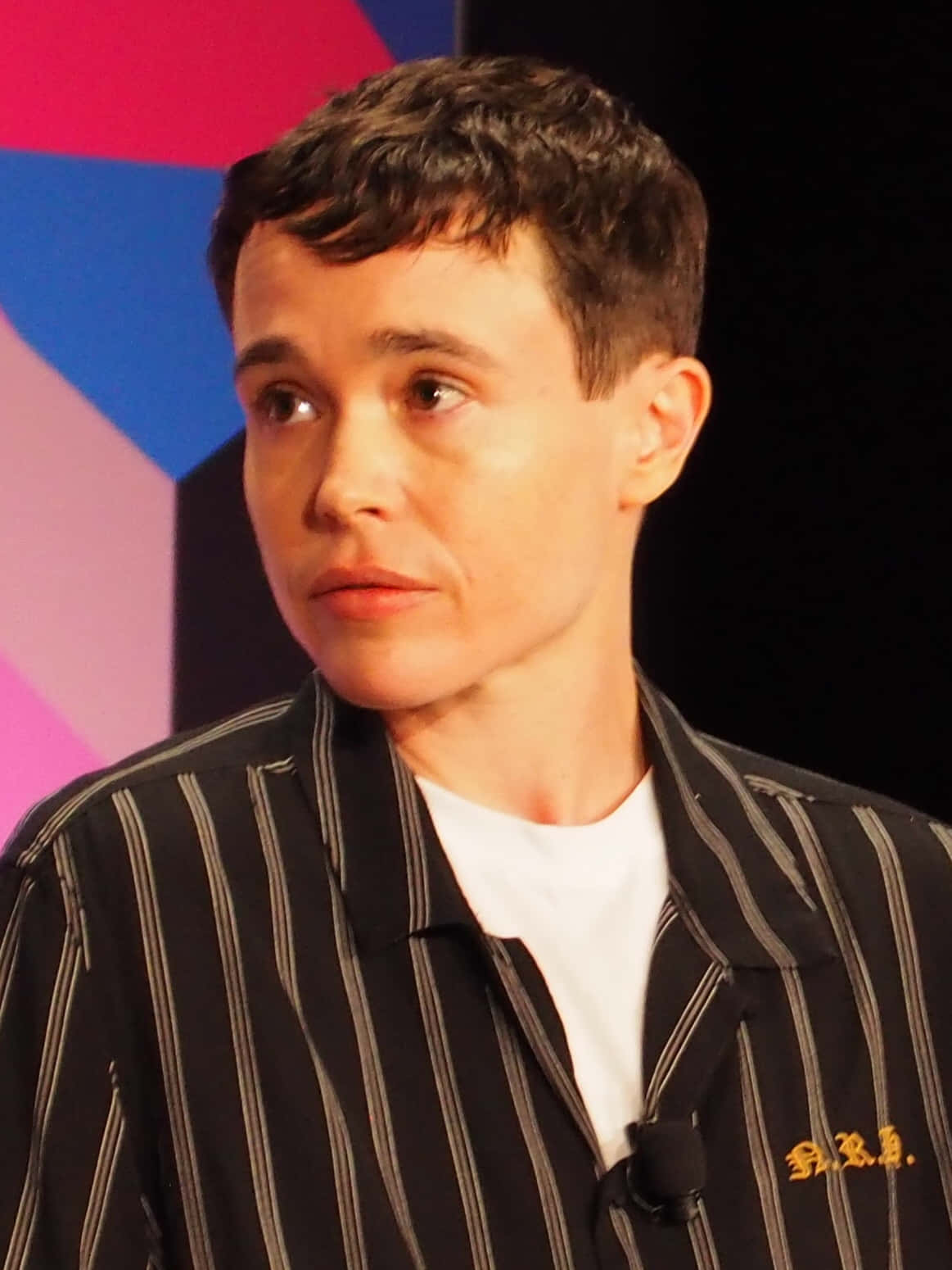 Elliot Page, black pinstripe jacket, white tee, HD Phone Wallpaper