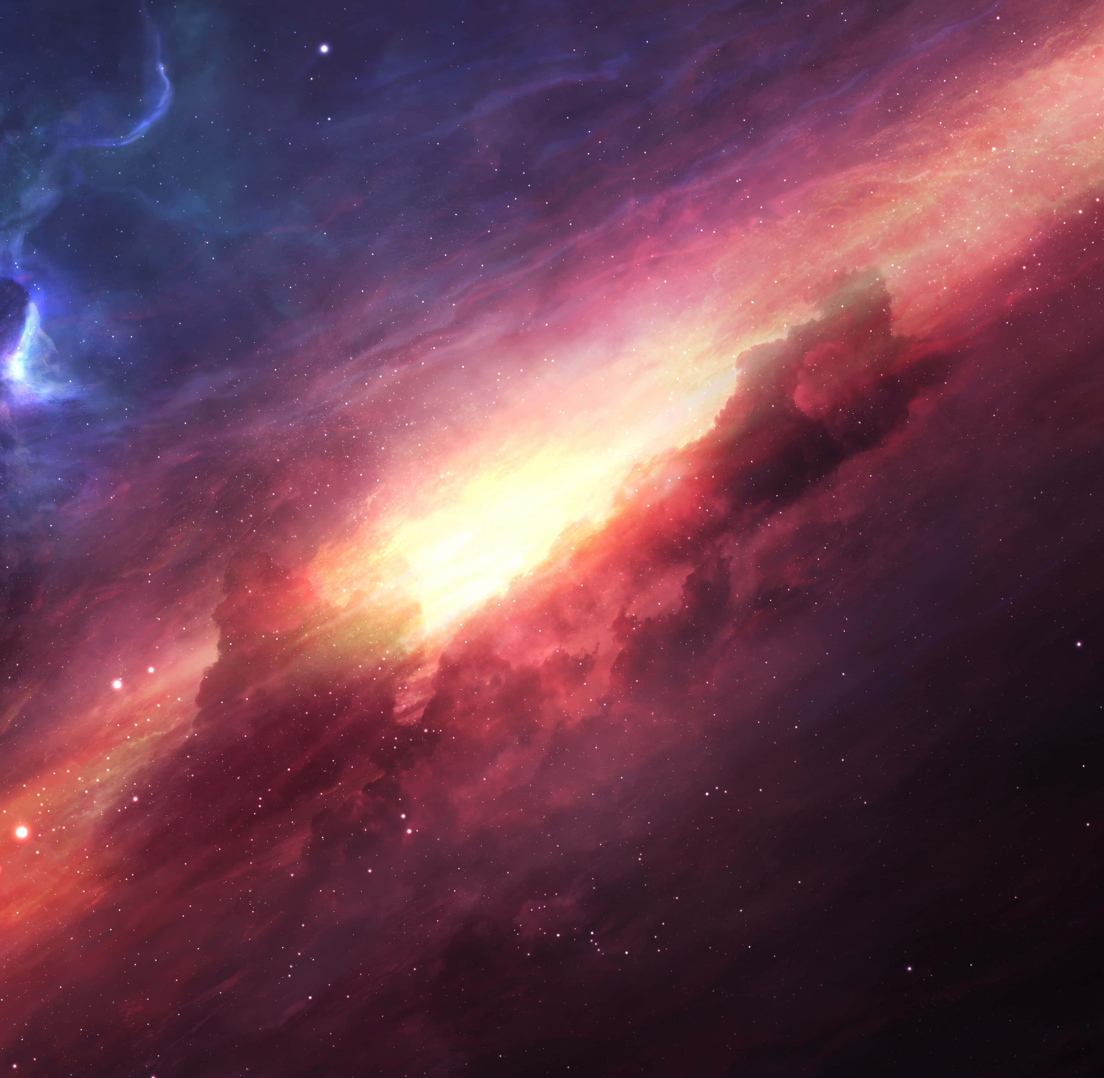 Elliptical Galaxy, 3663 x 3575, vibrant cosmic nebula, 2K Desktop Wallpaper