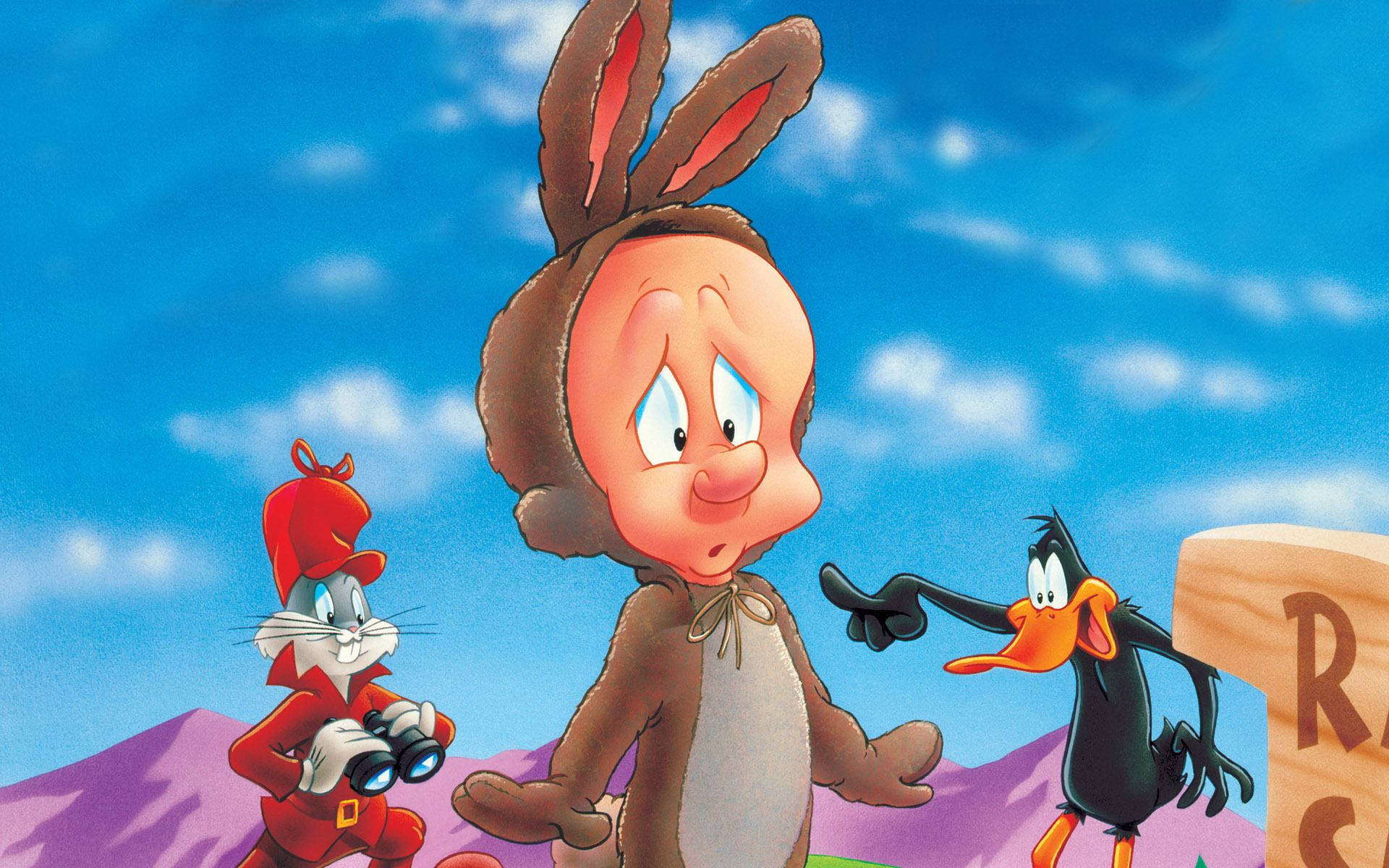 Elmer Fudd, bunny suit, blue sky, Full HD Desktop Wallpaper