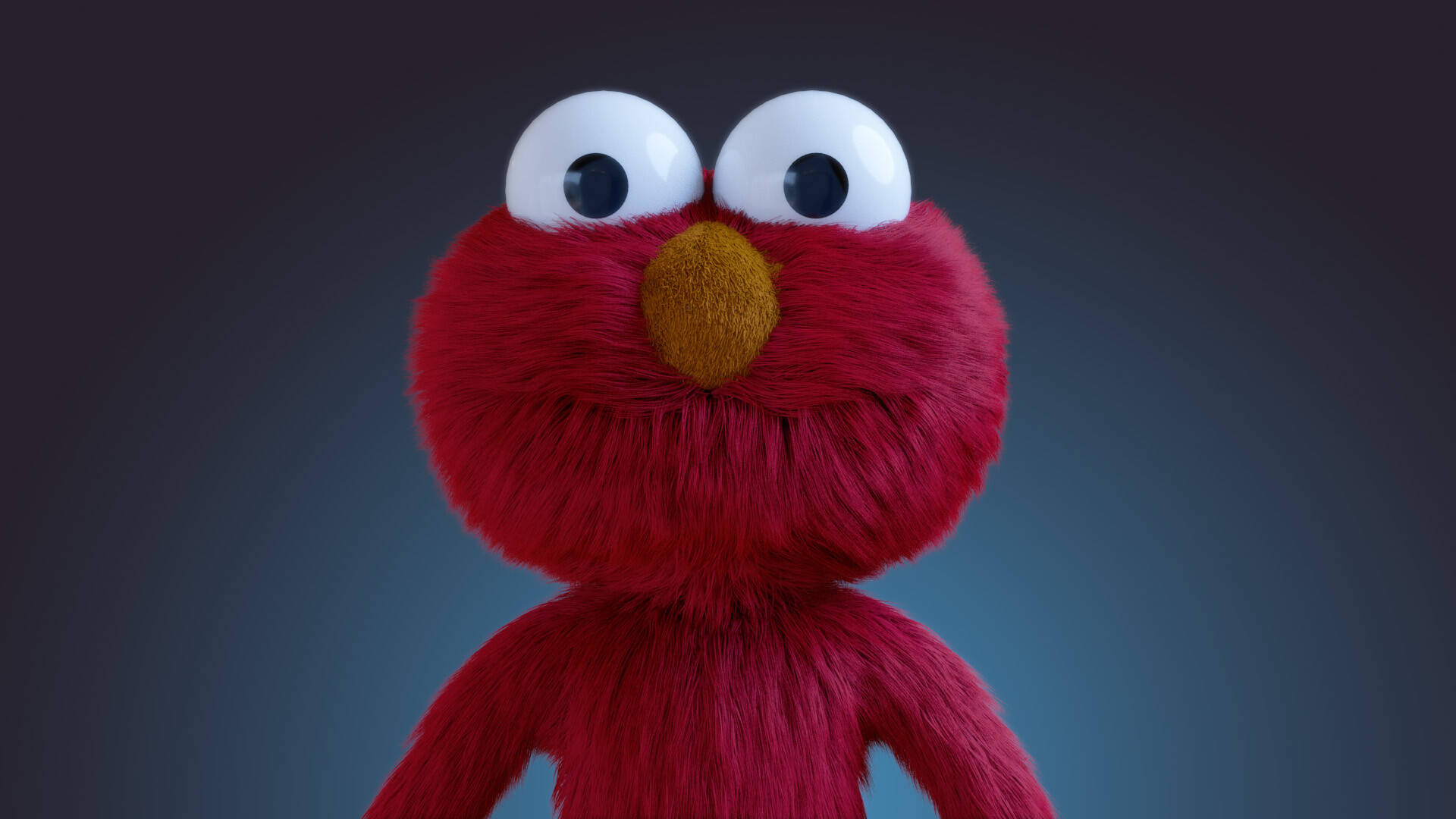 Elmo, digital 3d, bright red furry face, Full HD Desktop Wallpaper
