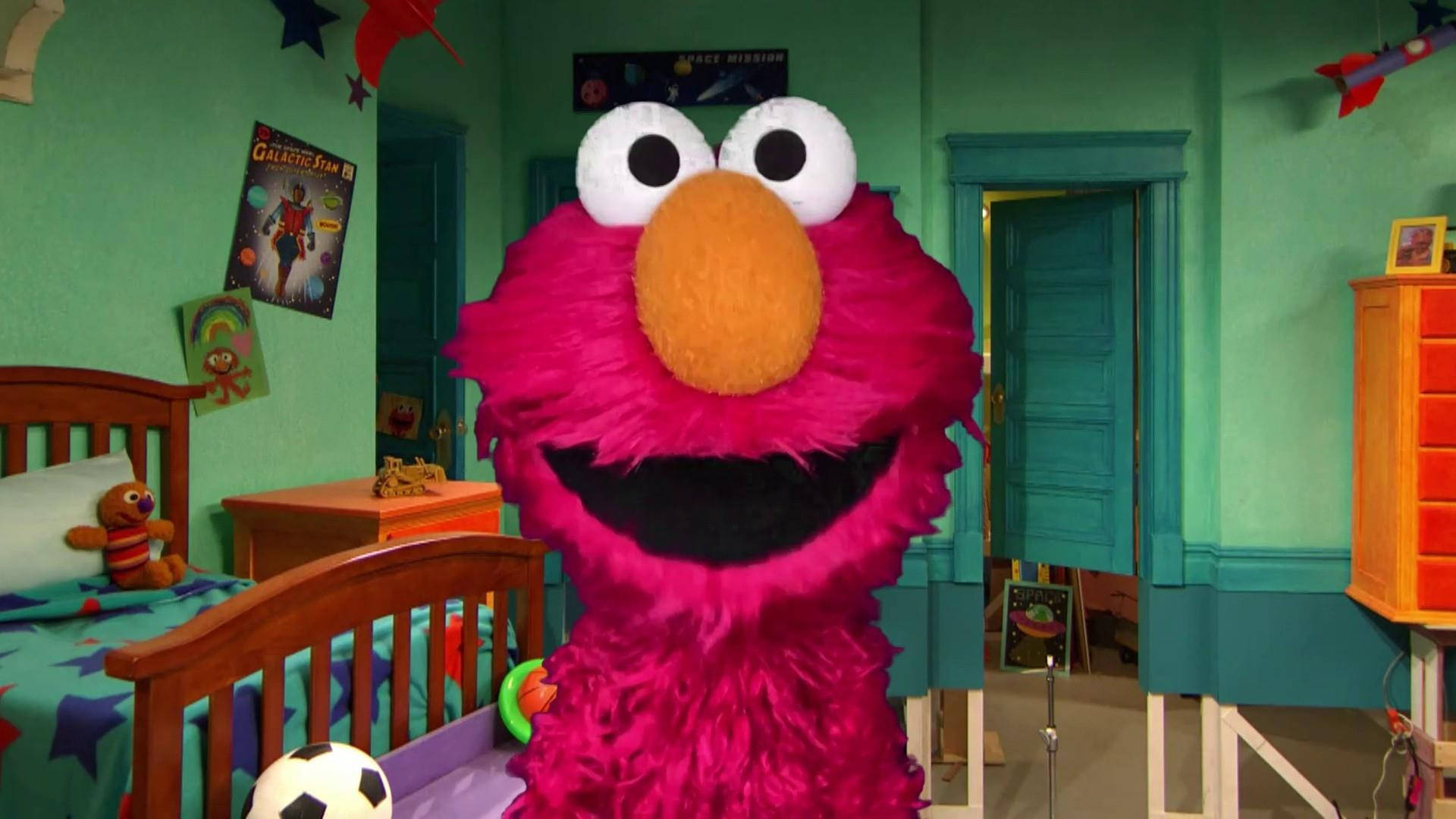 Elmo, pink furry monster, child's bedroom, Full HD Desktop Wallpaper